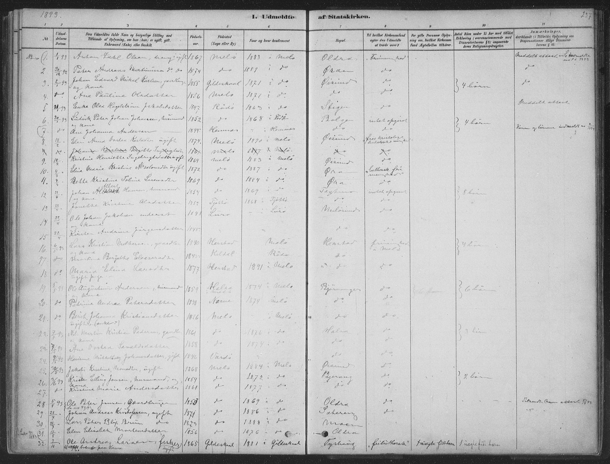 Ministerialprotokoller, klokkerbøker og fødselsregistre - Nordland, AV/SAT-A-1459/843/L0627: Parish register (official) no. 843A02, 1878-1908, p. 237