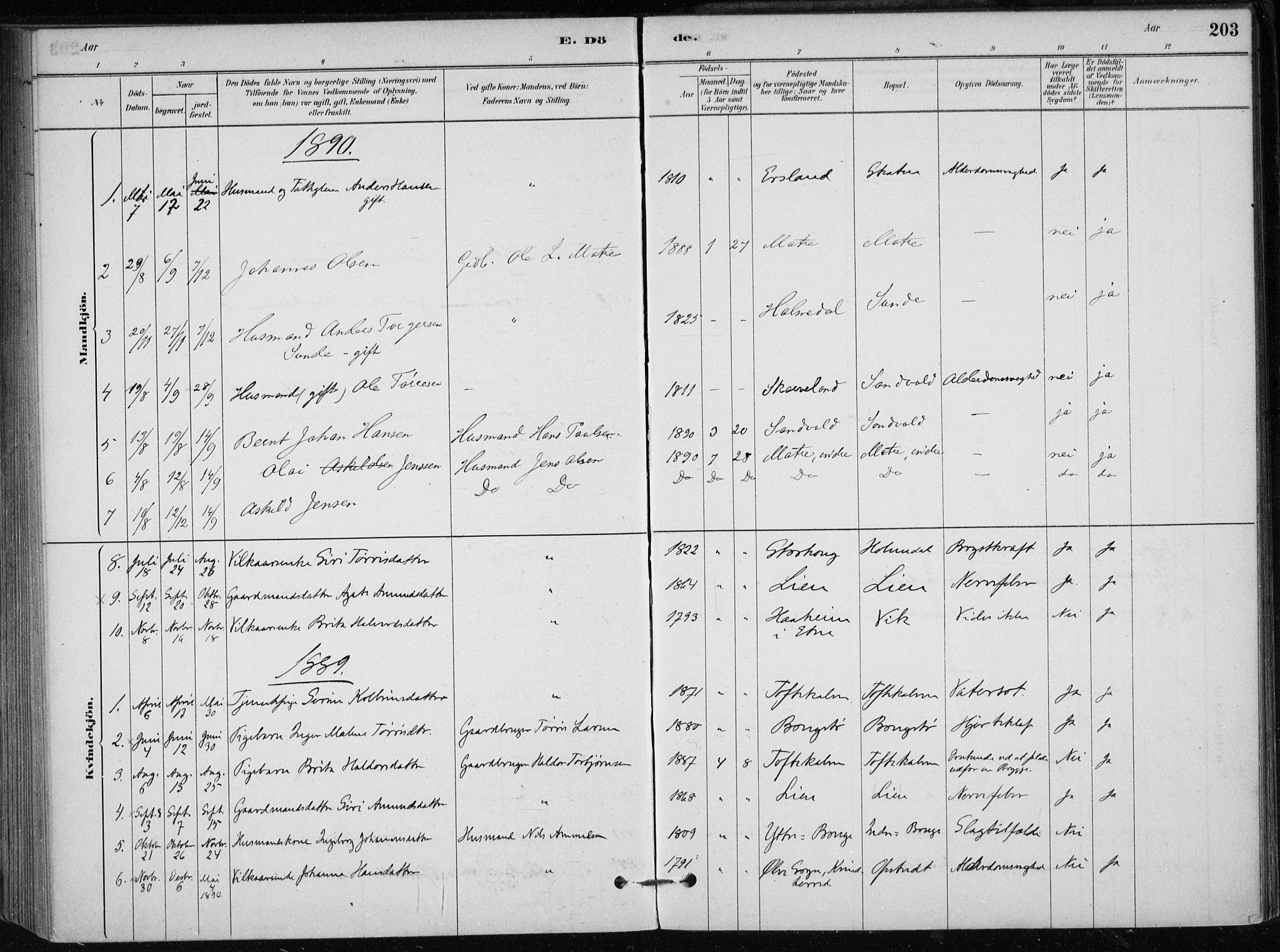 Skånevik sokneprestembete, SAB/A-77801/H/Haa: Parish register (official) no. C  1, 1879-1917, p. 203