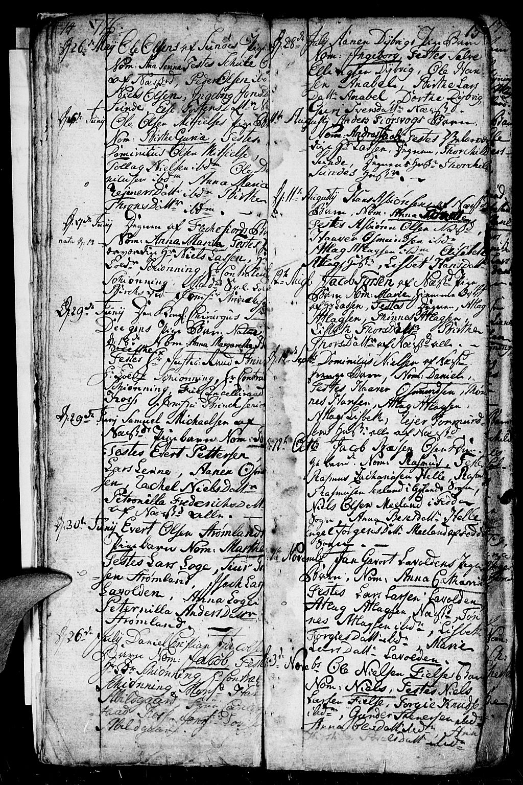 Flekkefjord sokneprestkontor, AV/SAK-1111-0012/F/Fa/Fac/L0001: Parish register (official) no. A 1, 1773-1806, p. 14-15