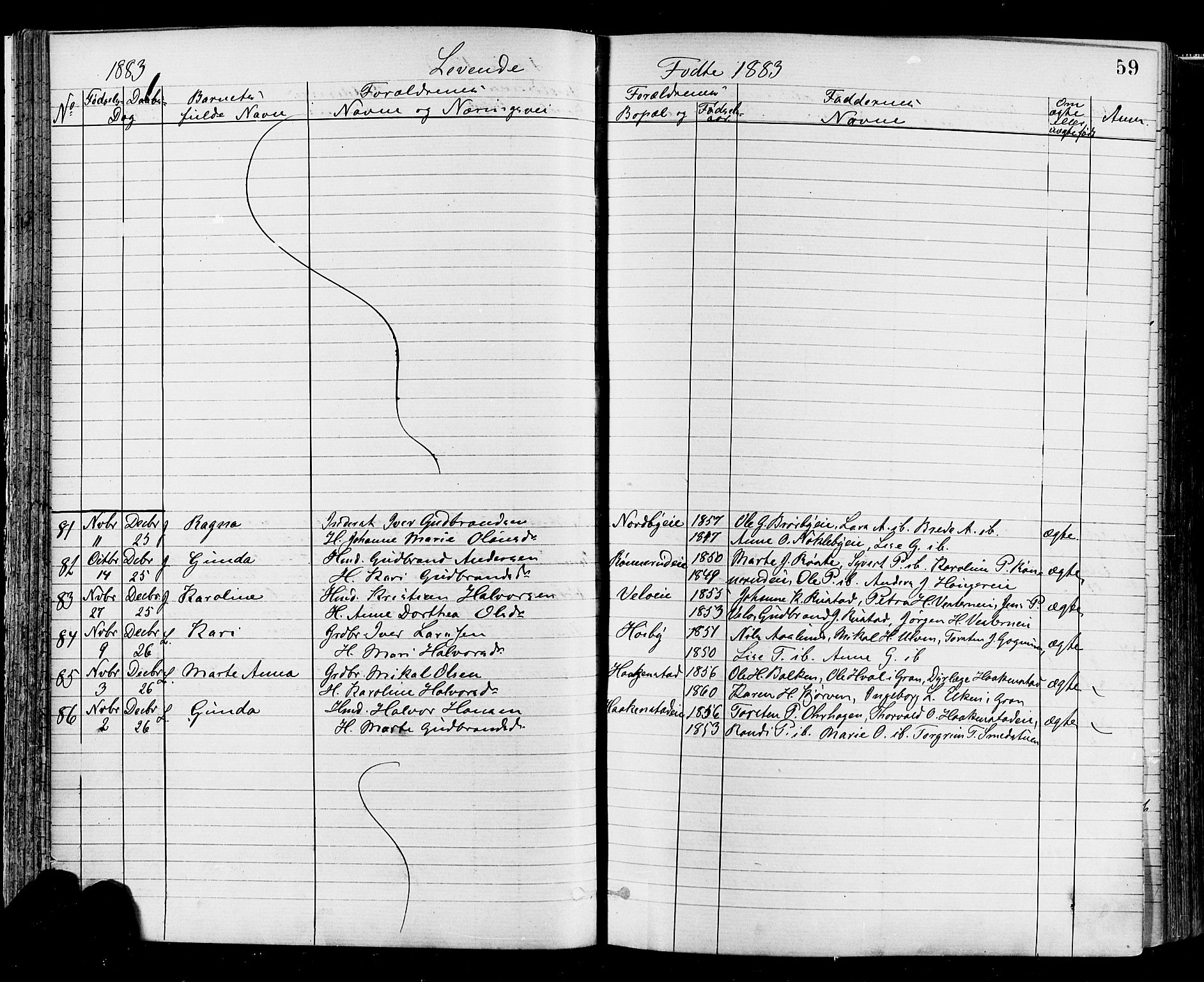 Jevnaker prestekontor, SAH/PREST-116/H/Ha/Haa/L0008: Parish register (official) no. 8, 1877-1890, p. 59