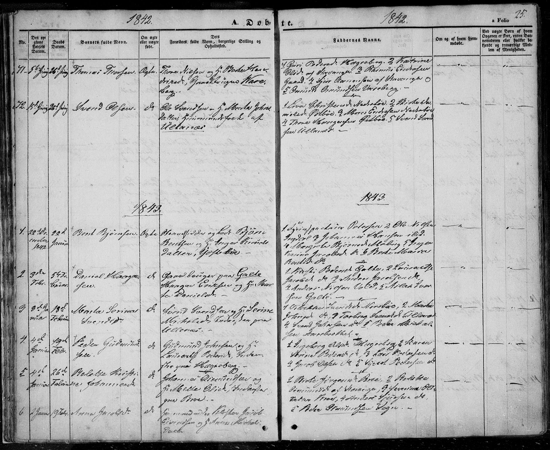 Rennesøy sokneprestkontor, SAST/A -101827/H/Ha/Haa/L0005: Parish register (official) no. A 5, 1838-1859, p. 25