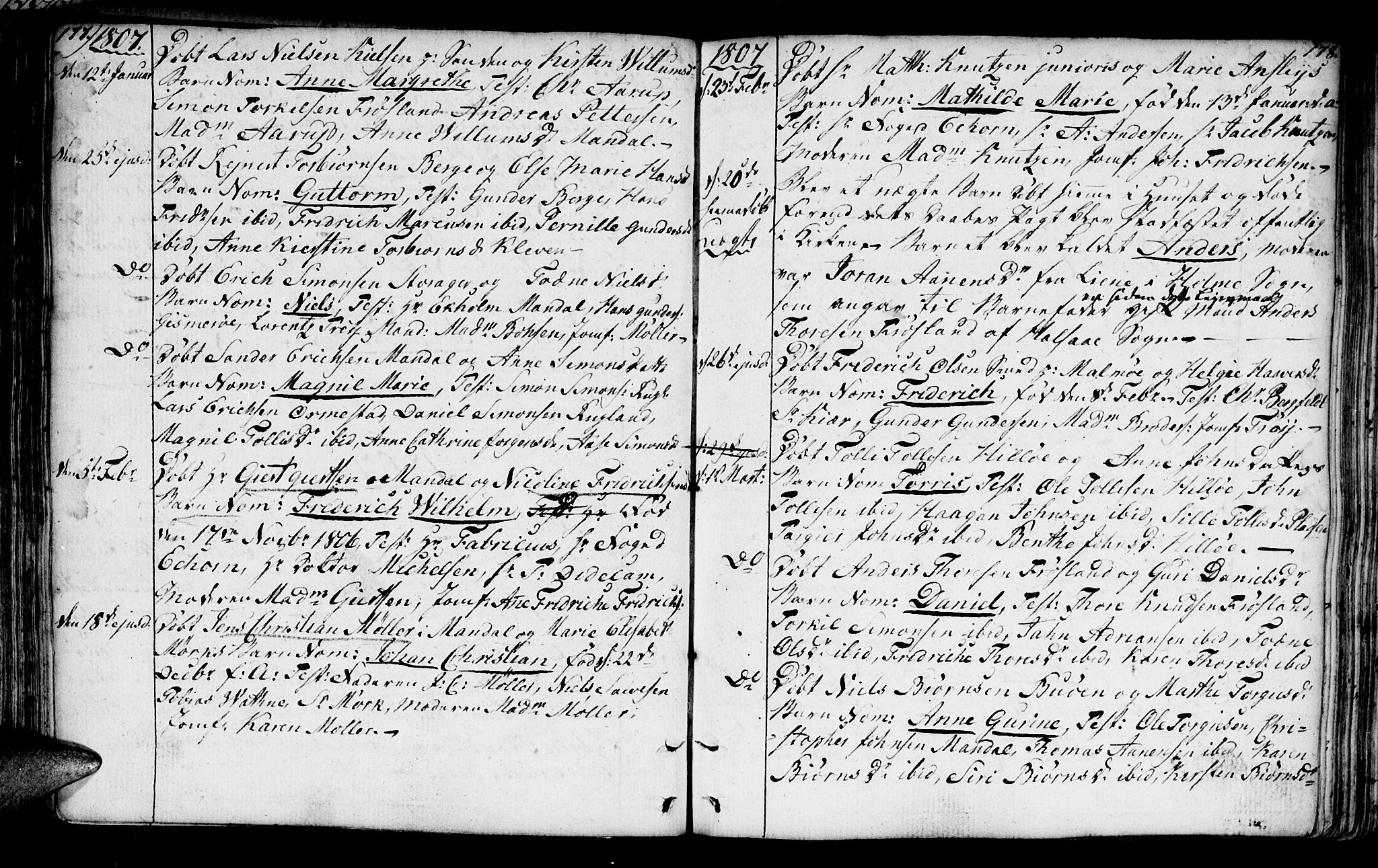 Mandal sokneprestkontor, AV/SAK-1111-0030/F/Fa/Faa/L0008: Parish register (official) no. A 8, 1794-1817, p. 177-178