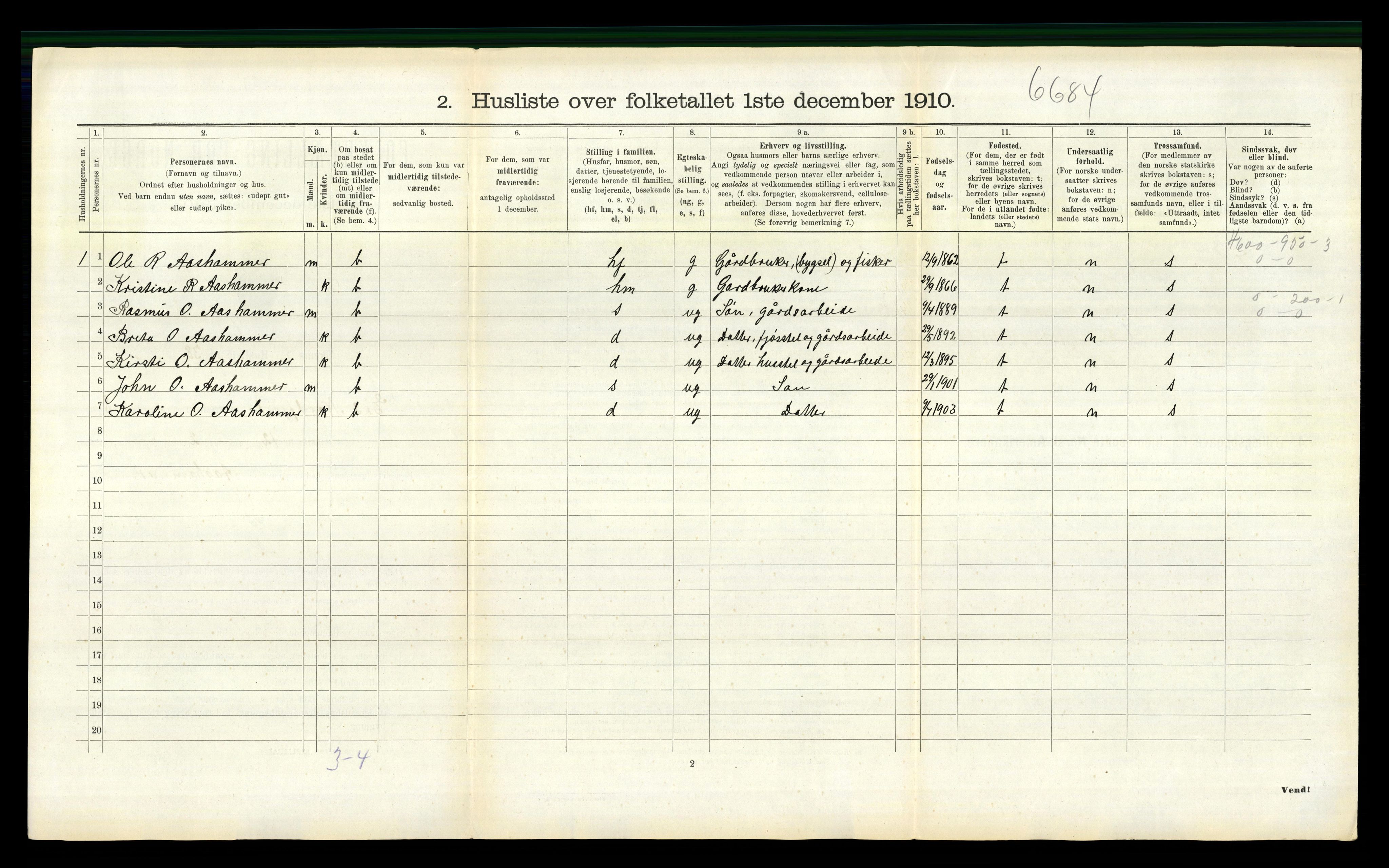 RA, 1910 census for Eid, 1910, p. 1048