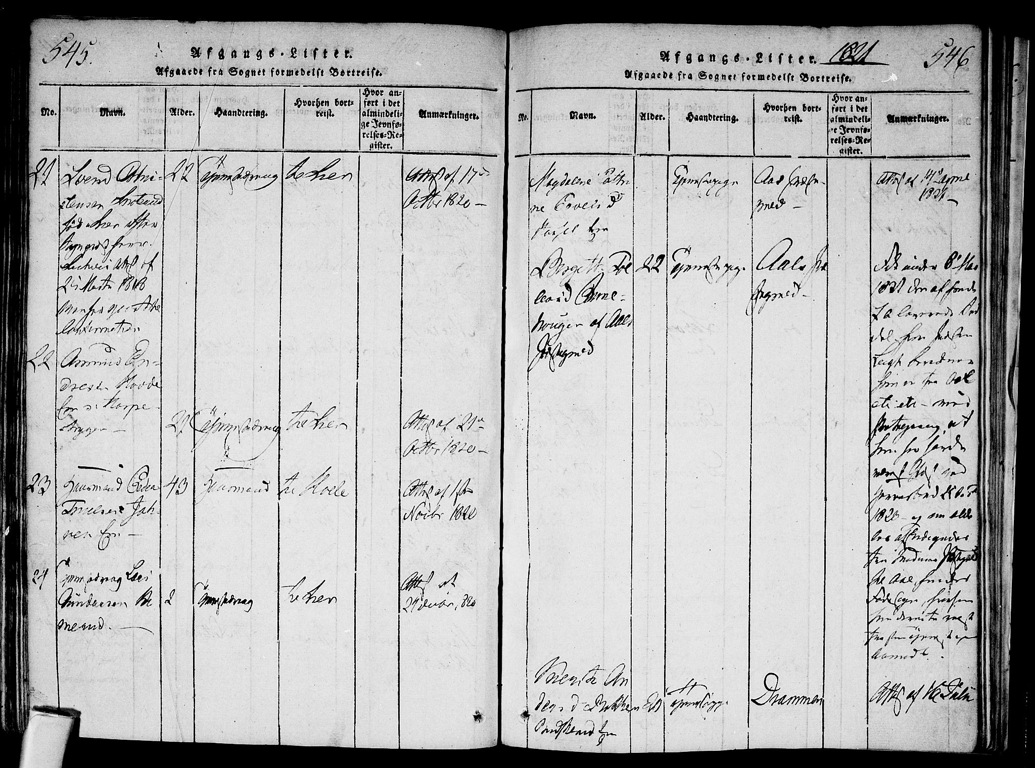 Modum kirkebøker, AV/SAKO-A-234/F/Fa/L0004: Parish register (official) no. 4, 1818-1824, p. 545-546