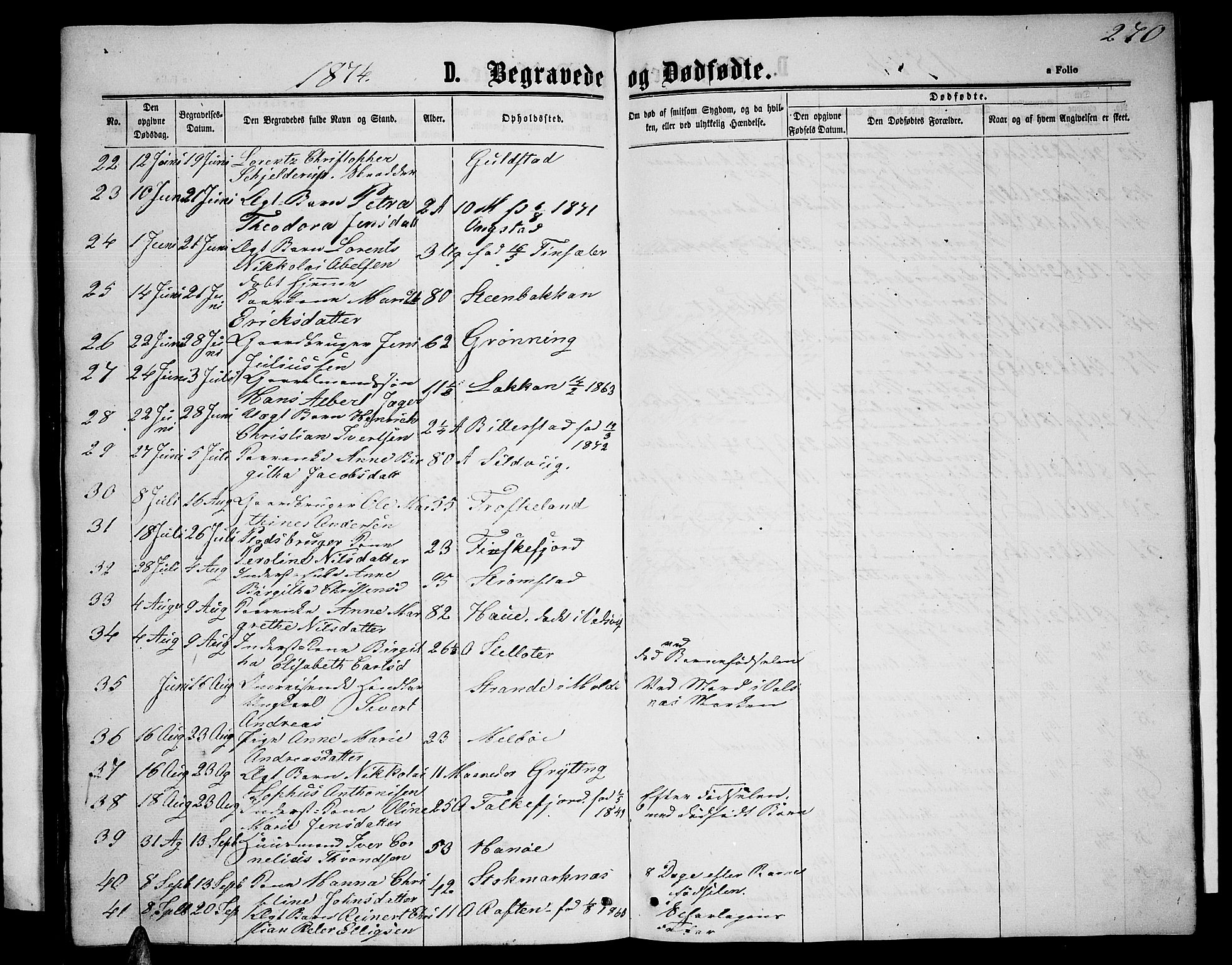 Ministerialprotokoller, klokkerbøker og fødselsregistre - Nordland, AV/SAT-A-1459/888/L1266: Parish register (copy) no. 888C04, 1864-1877, p. 270