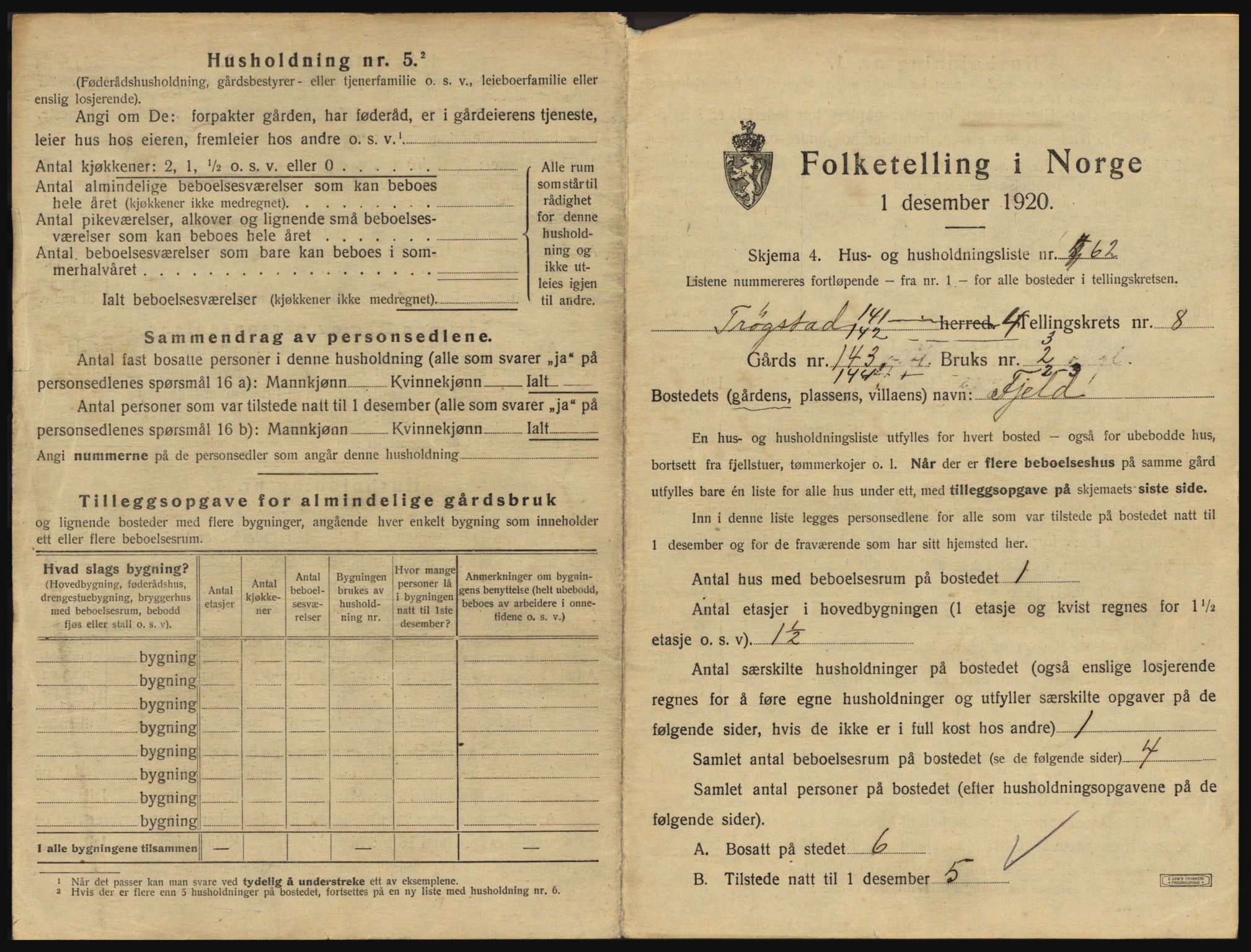 SAO, 1920 census for Trøgstad, 1920, p. 1396