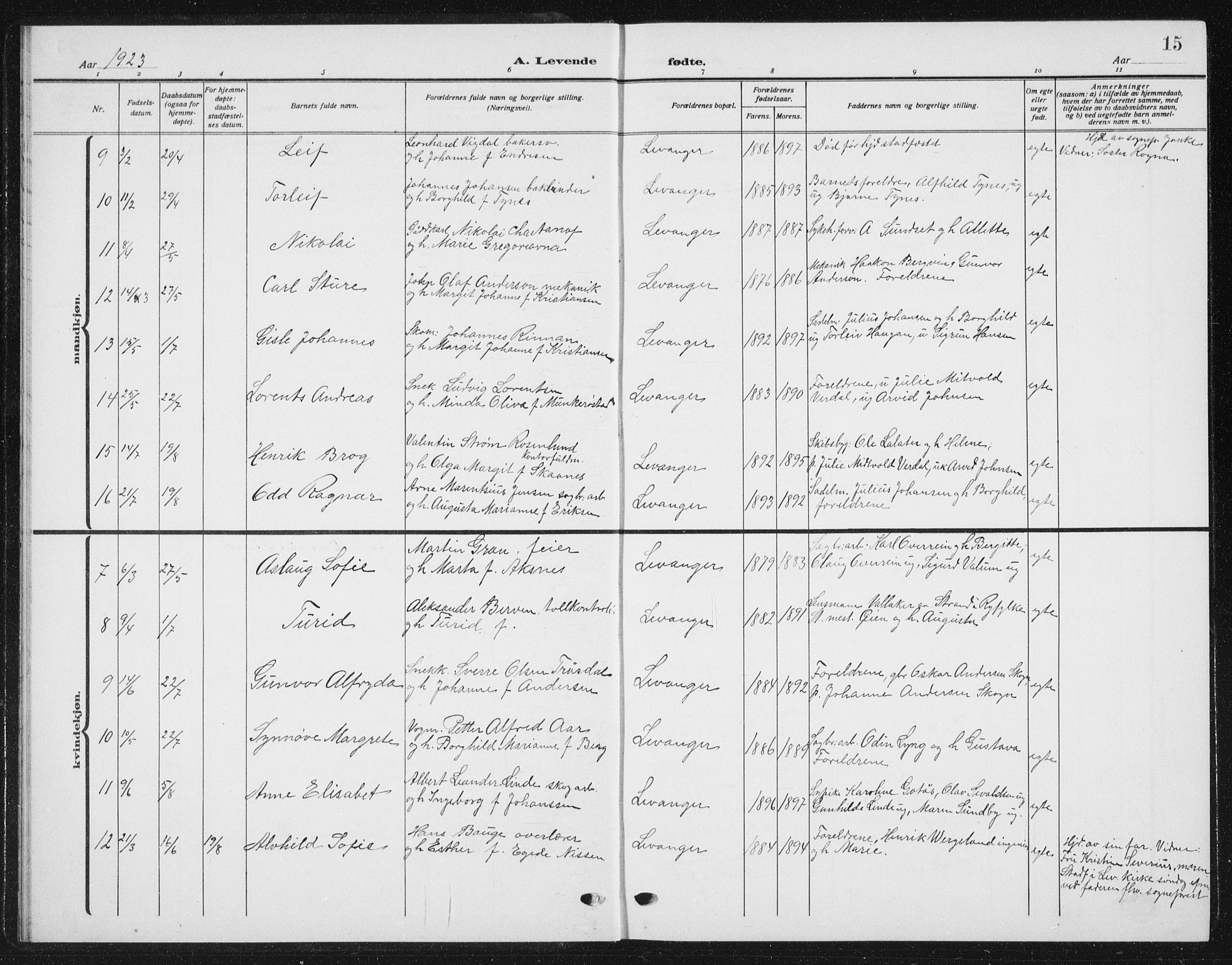 Ministerialprotokoller, klokkerbøker og fødselsregistre - Nord-Trøndelag, SAT/A-1458/720/L0193: Parish register (copy) no. 720C02, 1918-1941, p. 15