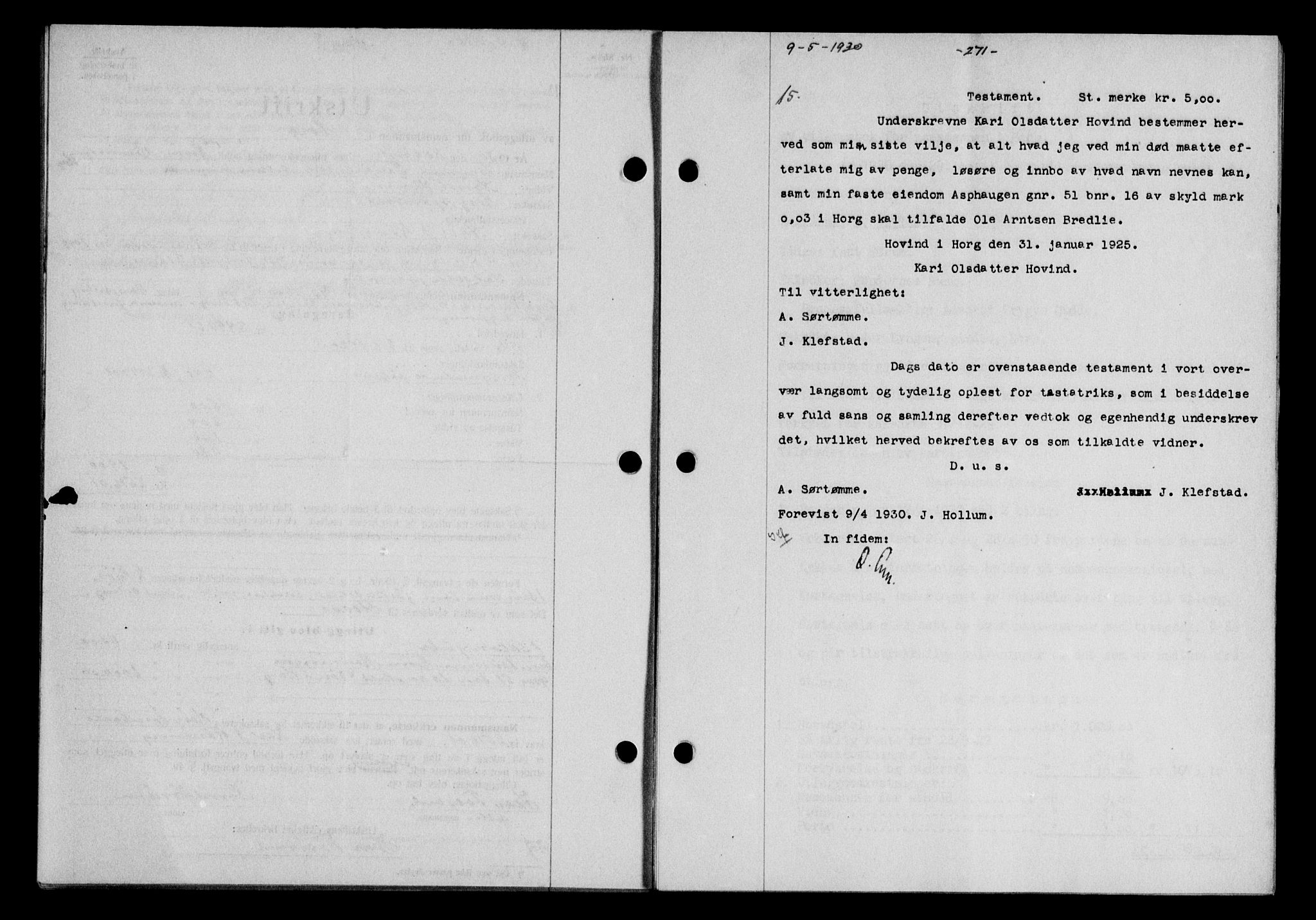 Gauldal sorenskriveri, SAT/A-0014/1/2/2C/L0039: Mortgage book no. 40, 1930-1930, Deed date: 09.05.1930