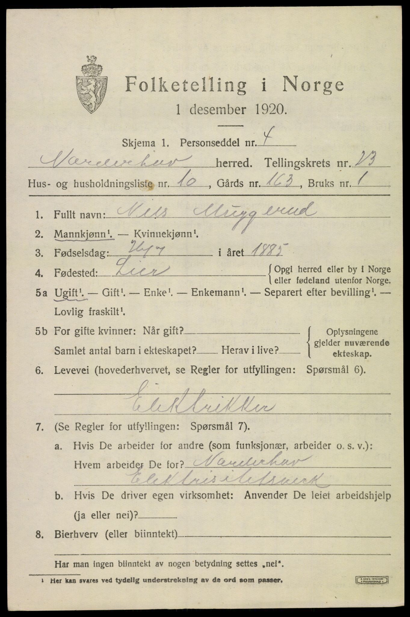 SAKO, 1920 census for Norderhov, 1920, p. 23306