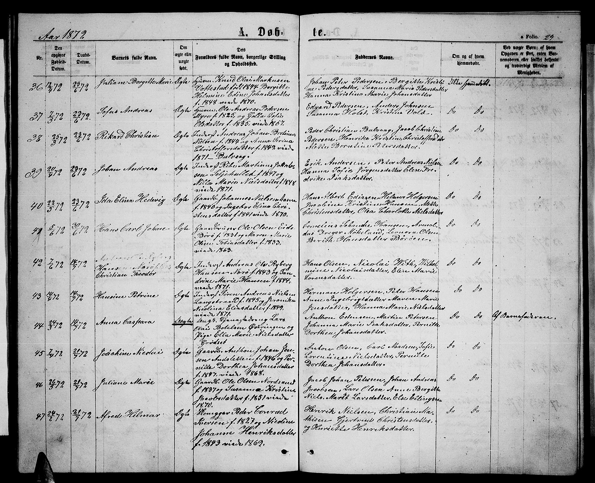 Ministerialprotokoller, klokkerbøker og fødselsregistre - Nordland, SAT/A-1459/893/L1348: Parish register (copy) no. 893C03, 1867-1877, p. 29