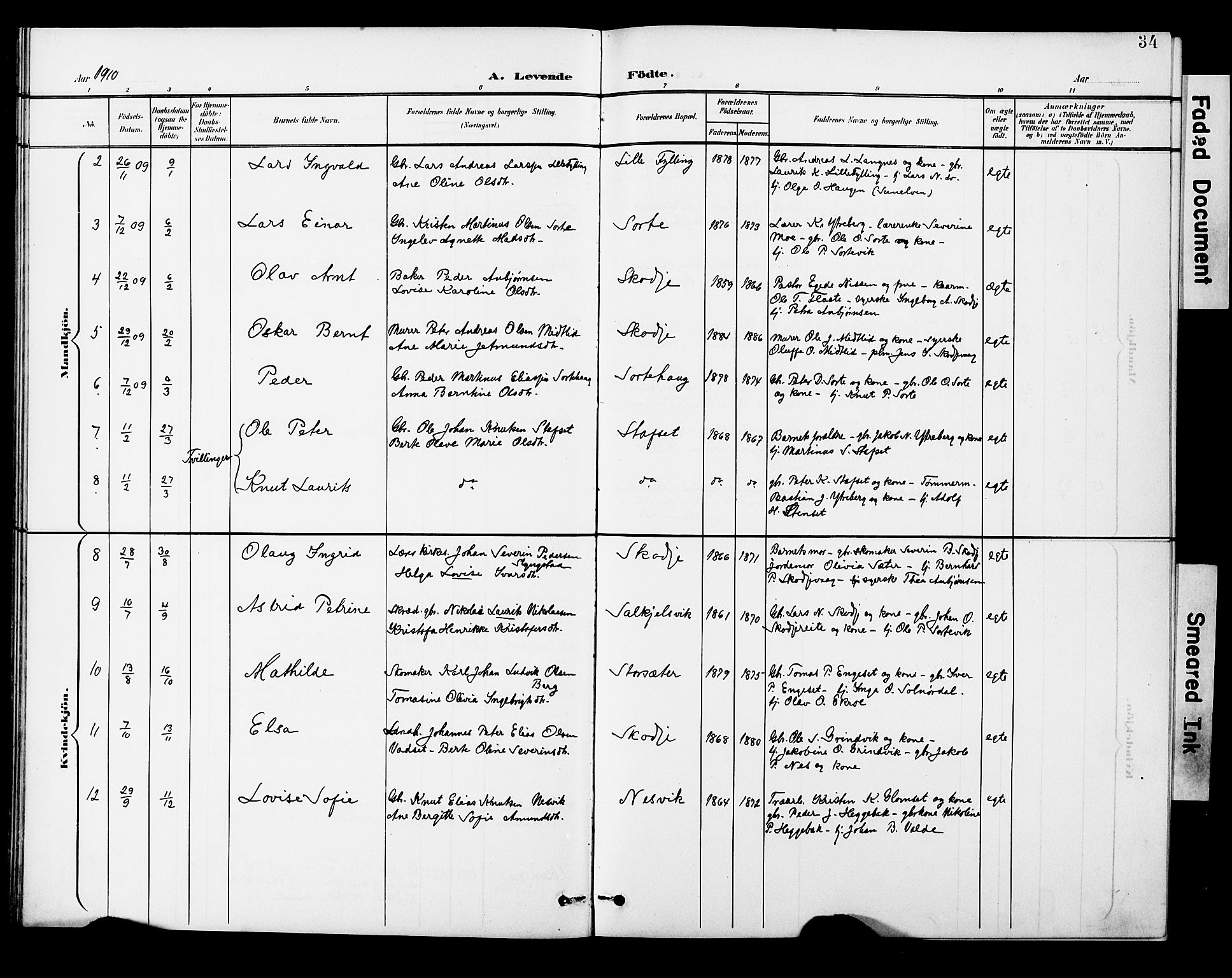 Ministerialprotokoller, klokkerbøker og fødselsregistre - Møre og Romsdal, AV/SAT-A-1454/524/L0366: Parish register (copy) no. 524C07, 1900-1931, p. 34