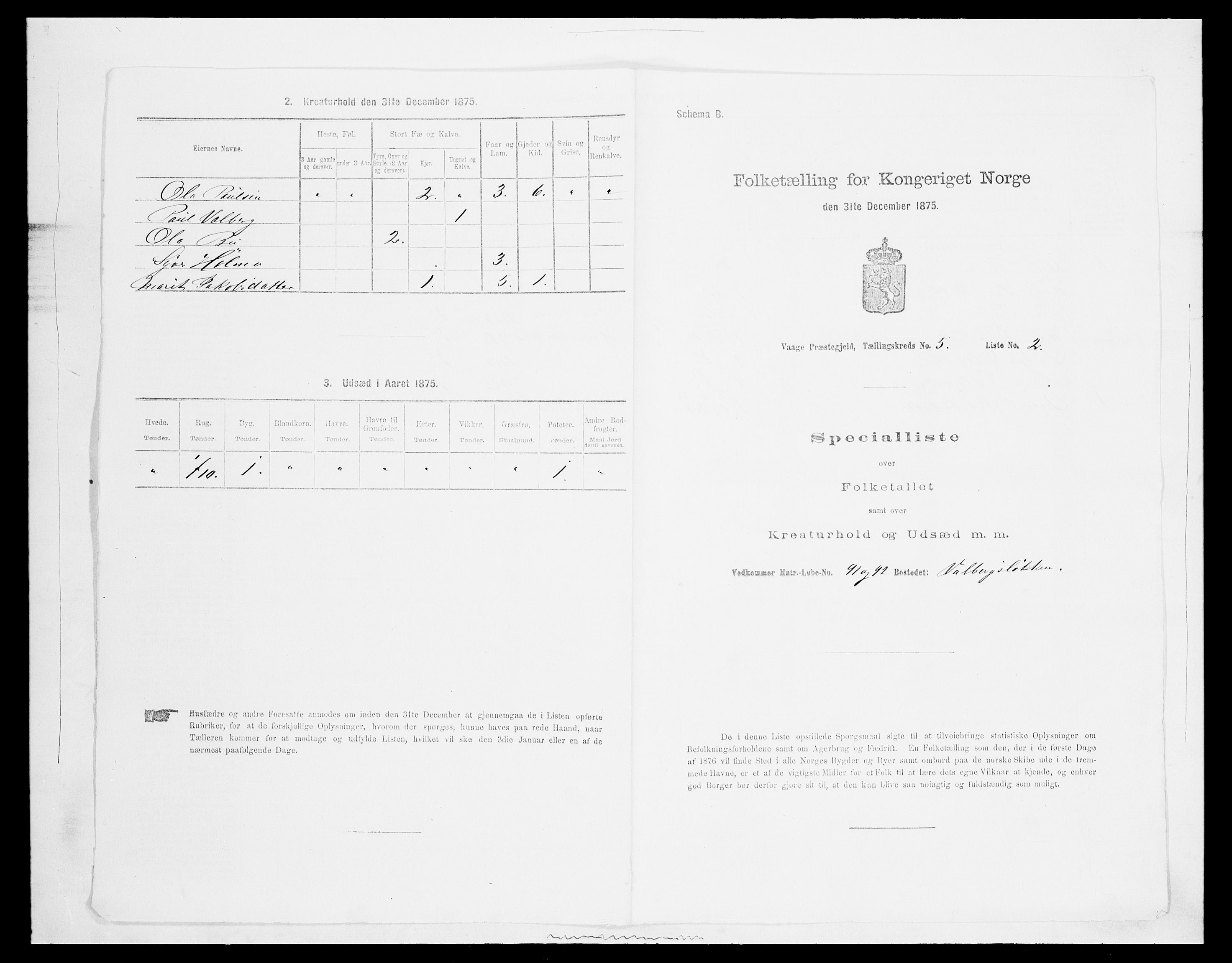 SAH, 1875 census for 0515P Vågå, 1875, p. 856