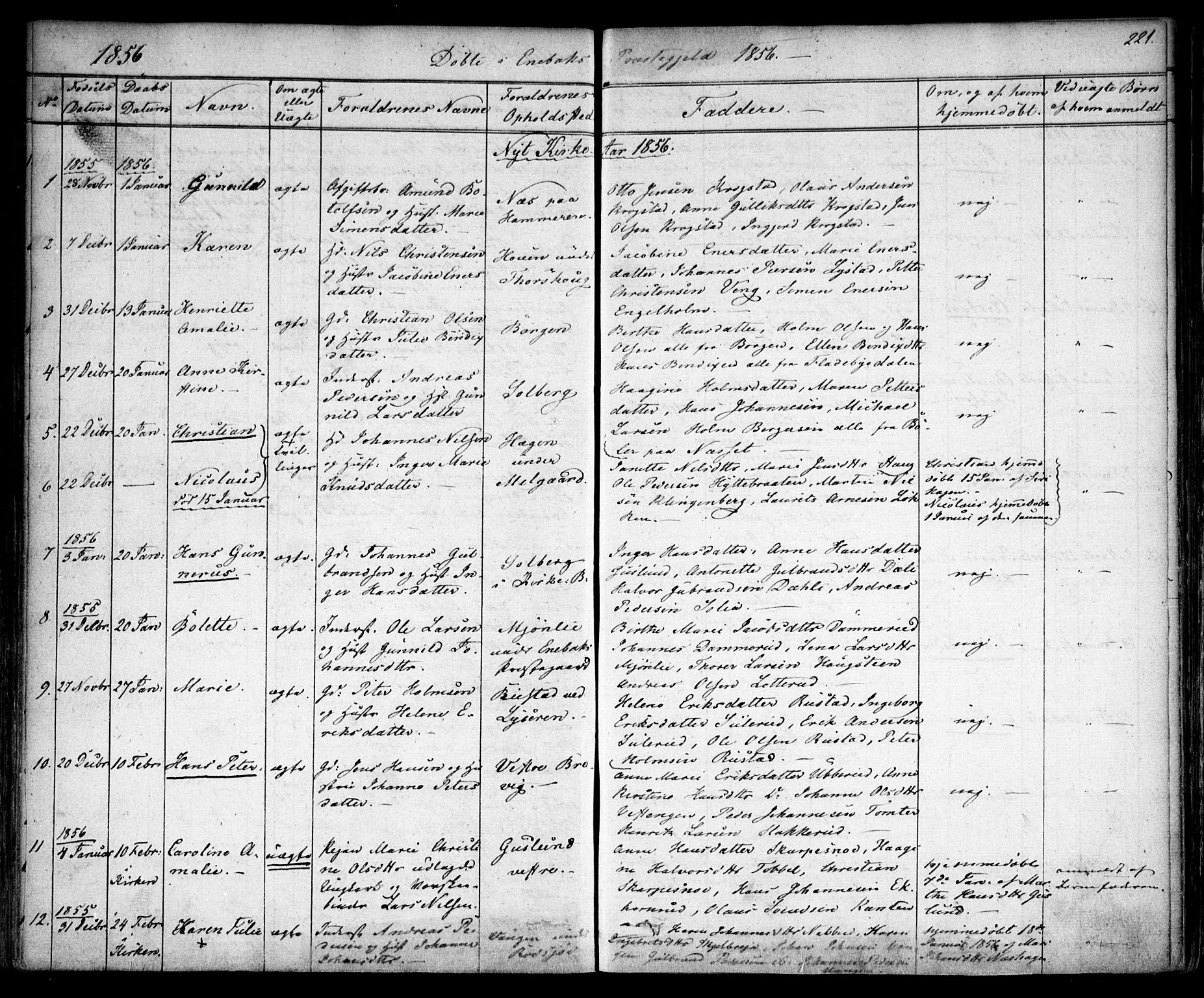 Enebakk prestekontor Kirkebøker, SAO/A-10171c/F/Fa/L0009: Parish register (official) no. I 9, 1832-1861, p. 221