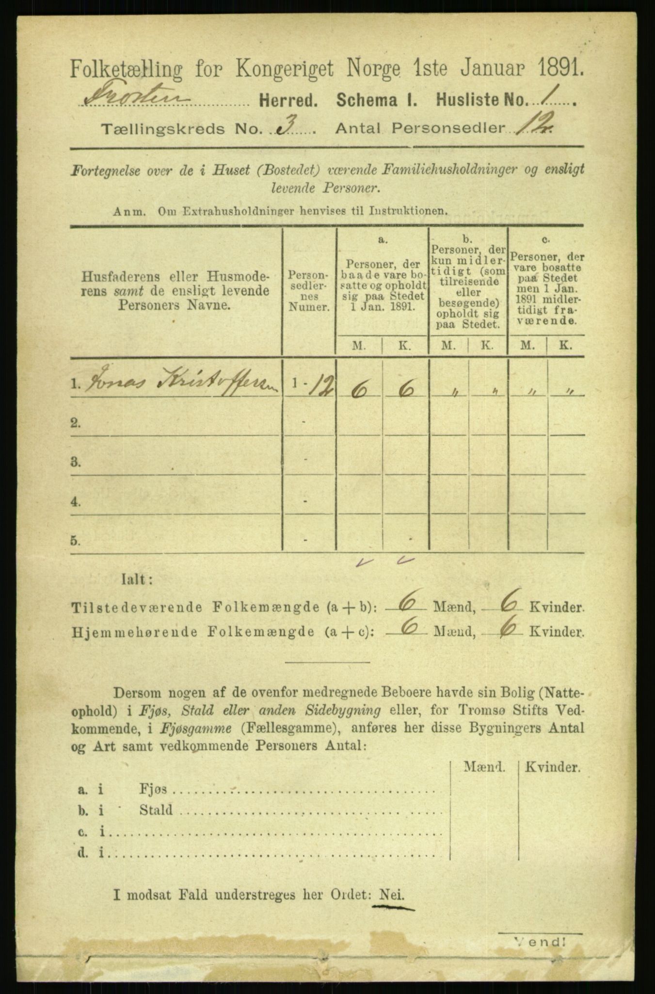 RA, 1891 census for 1717 Frosta, 1891, p. 1771