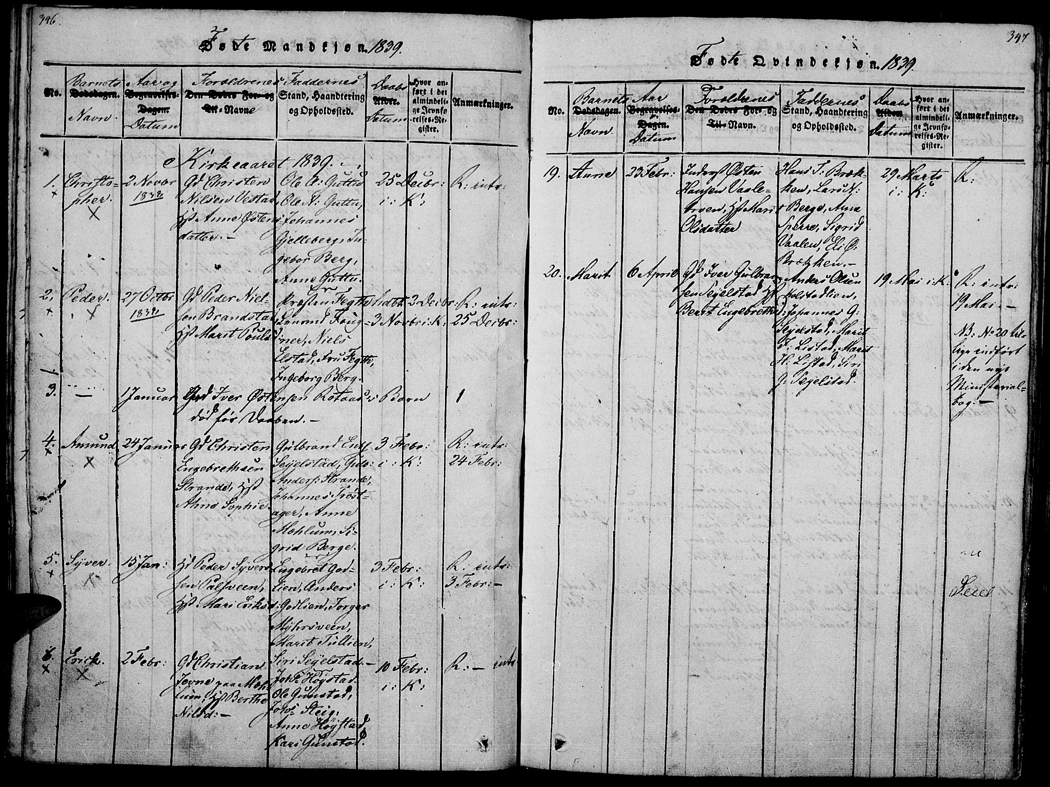 Ringebu prestekontor, SAH/PREST-082/H/Ha/Haa/L0004: Parish register (official) no. 4, 1821-1839, p. 346-347