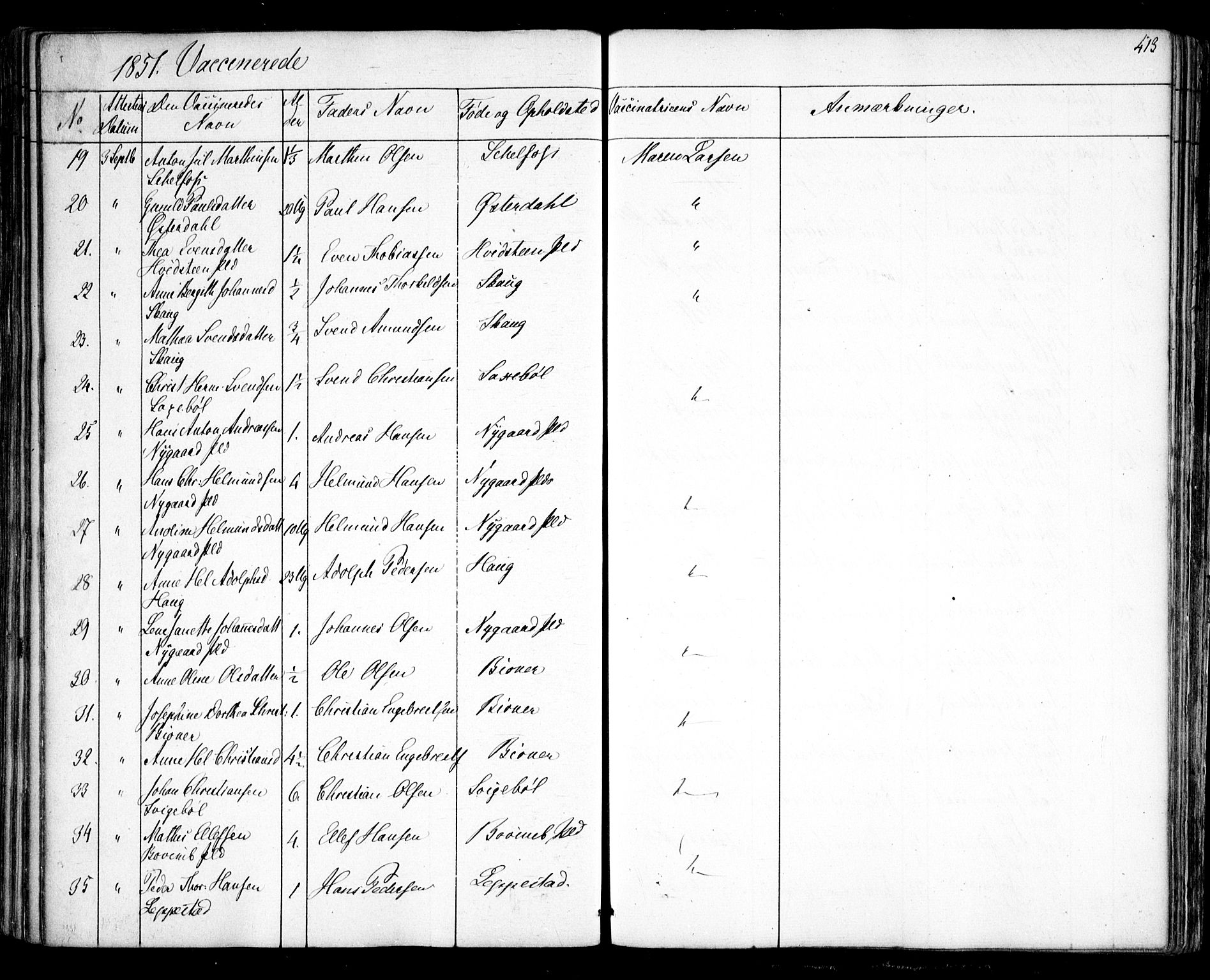 Hobøl prestekontor Kirkebøker, SAO/A-2002/F/Fa/L0003: Parish register (official) no. I 3, 1842-1864, p. 413