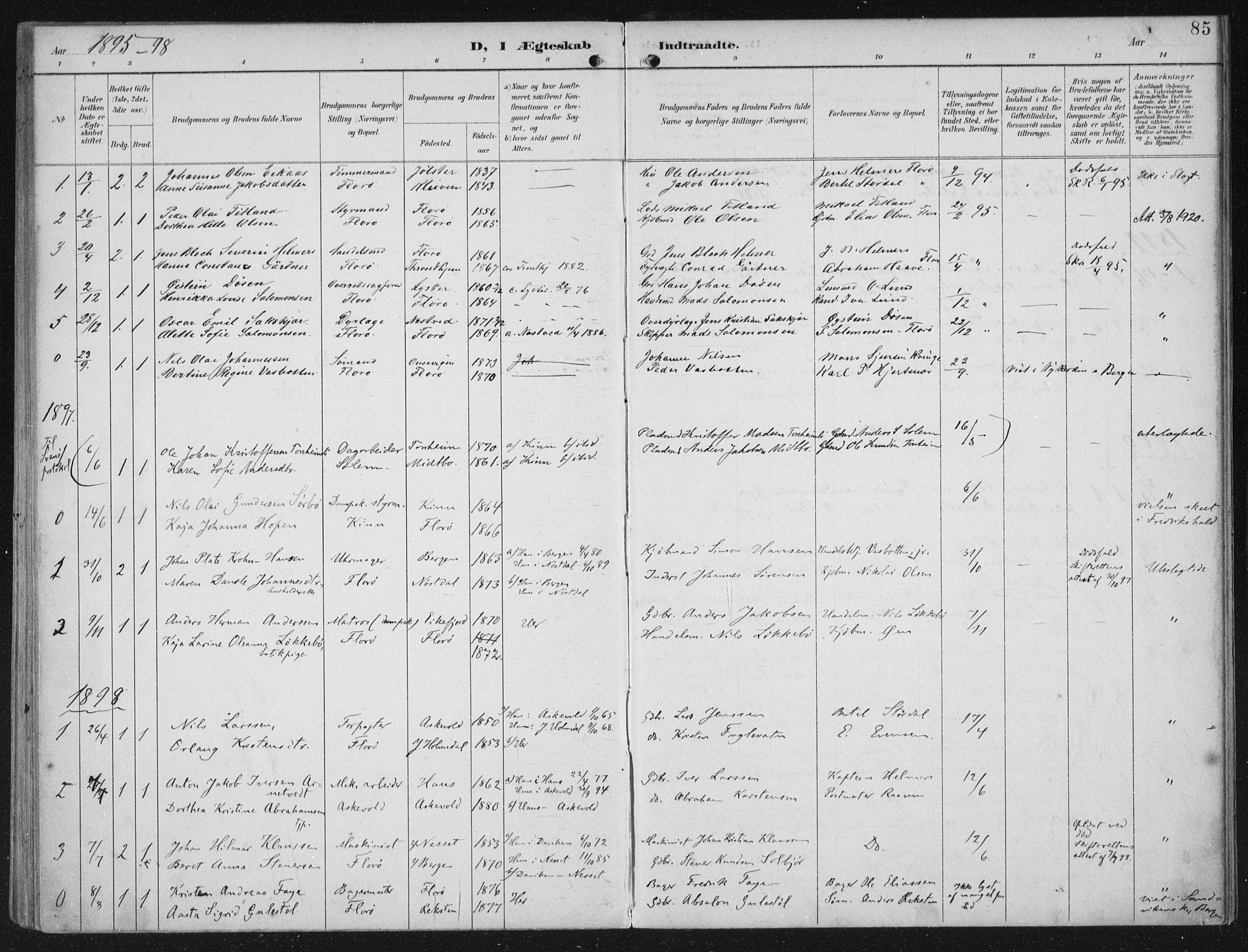 Kinn sokneprestembete, SAB/A-80801/H/Haa/Haac/L0002: Parish register (official) no. C 2, 1895-1916, p. 85