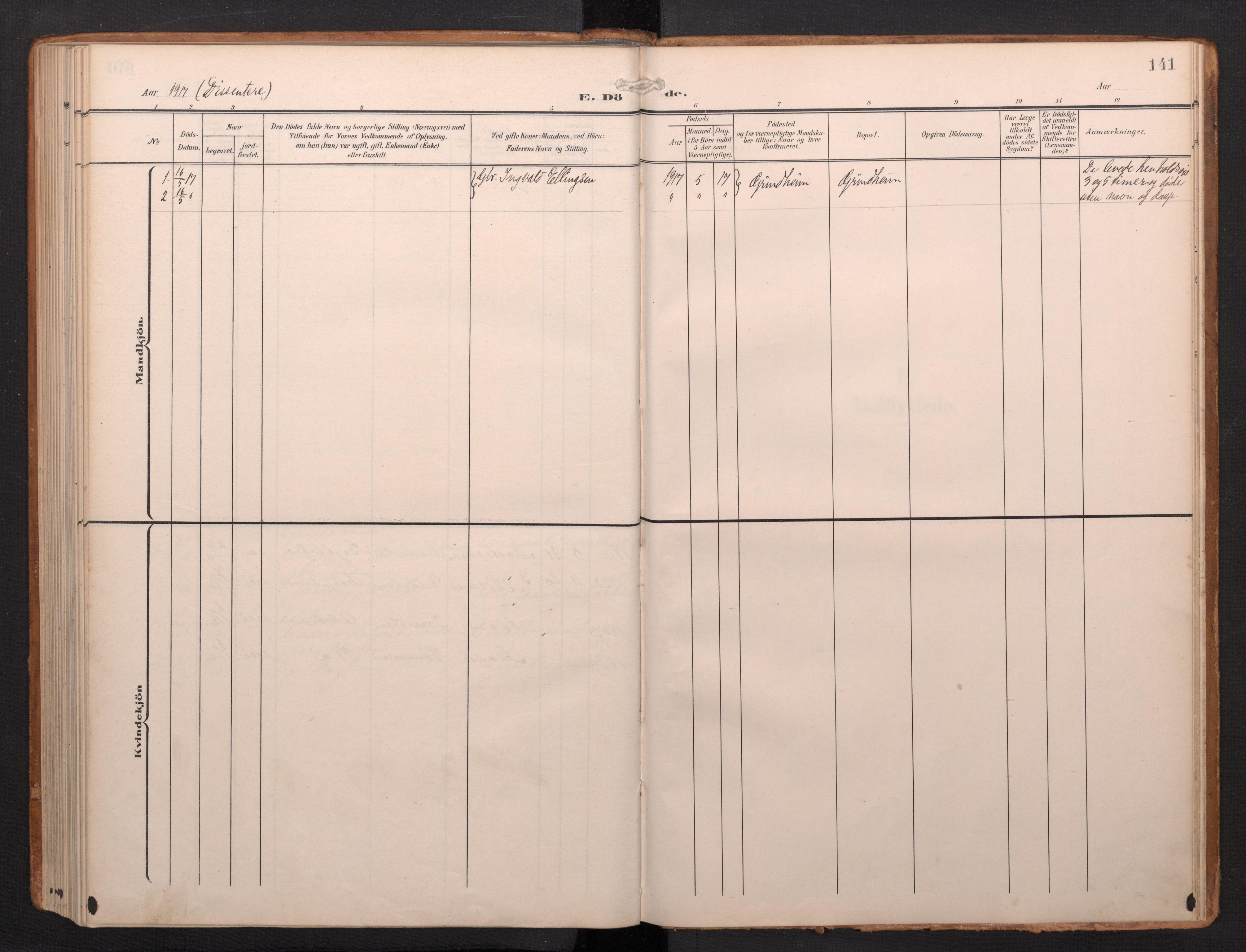 Finnås sokneprestembete, SAB/A-99925/H/Ha/Haa/Haab/L0003: Parish register (official) no. B 3, 1907-1923, p. 141