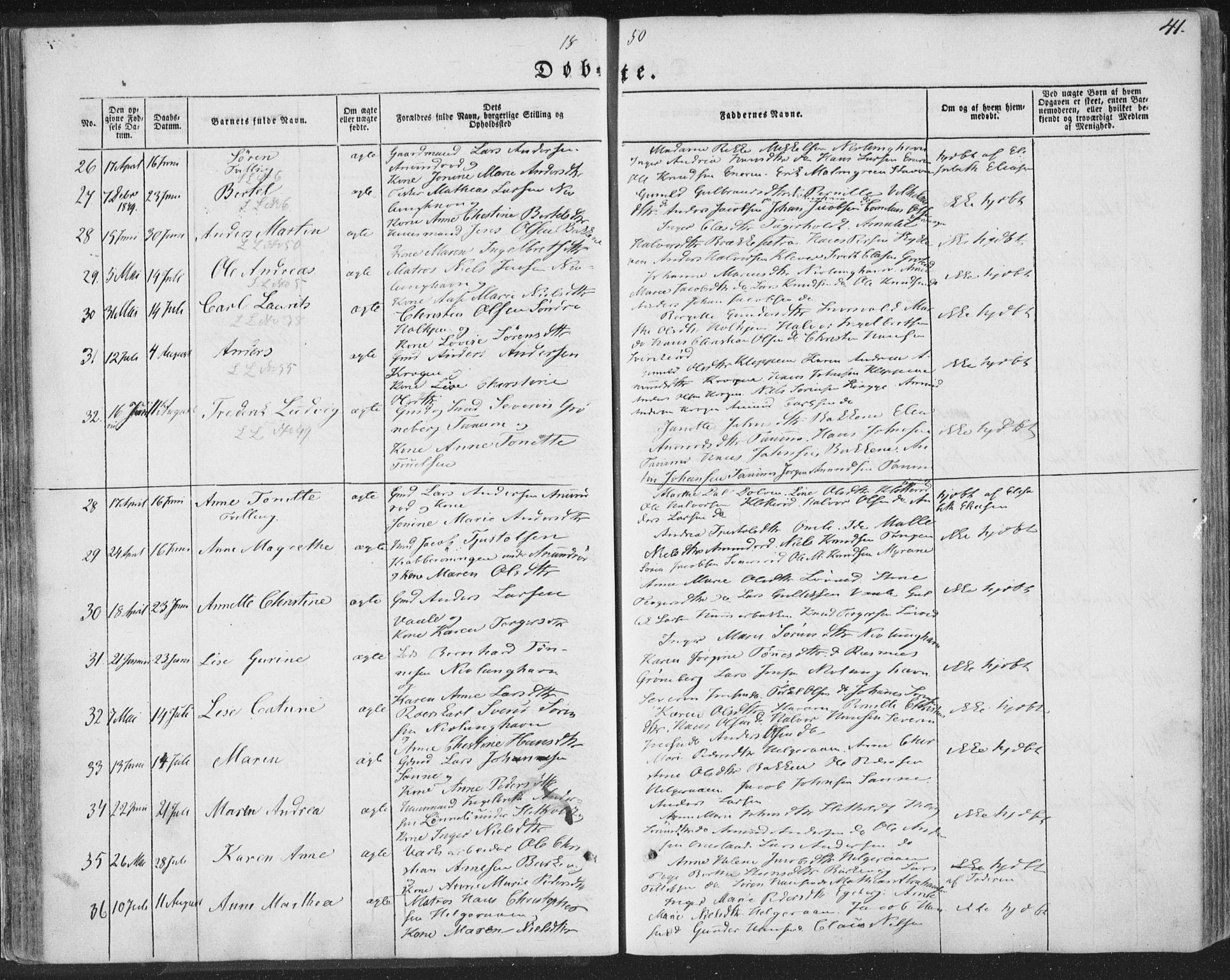 Brunlanes kirkebøker, AV/SAKO-A-342/F/Fa/L0004: Parish register (official) no. I 4, 1846-1862, p. 41