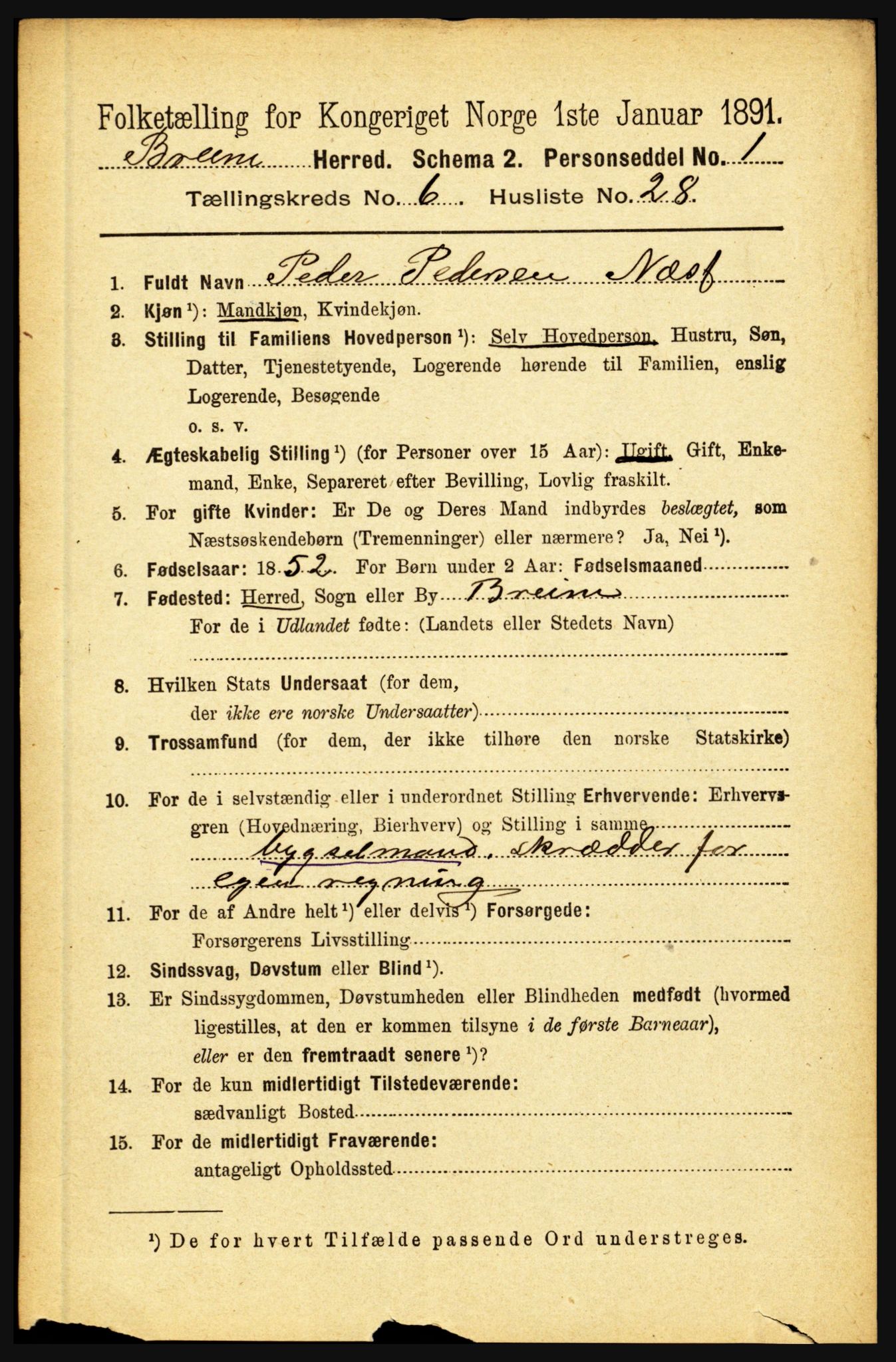 RA, 1891 census for 1446 Breim, 1891, p. 2326