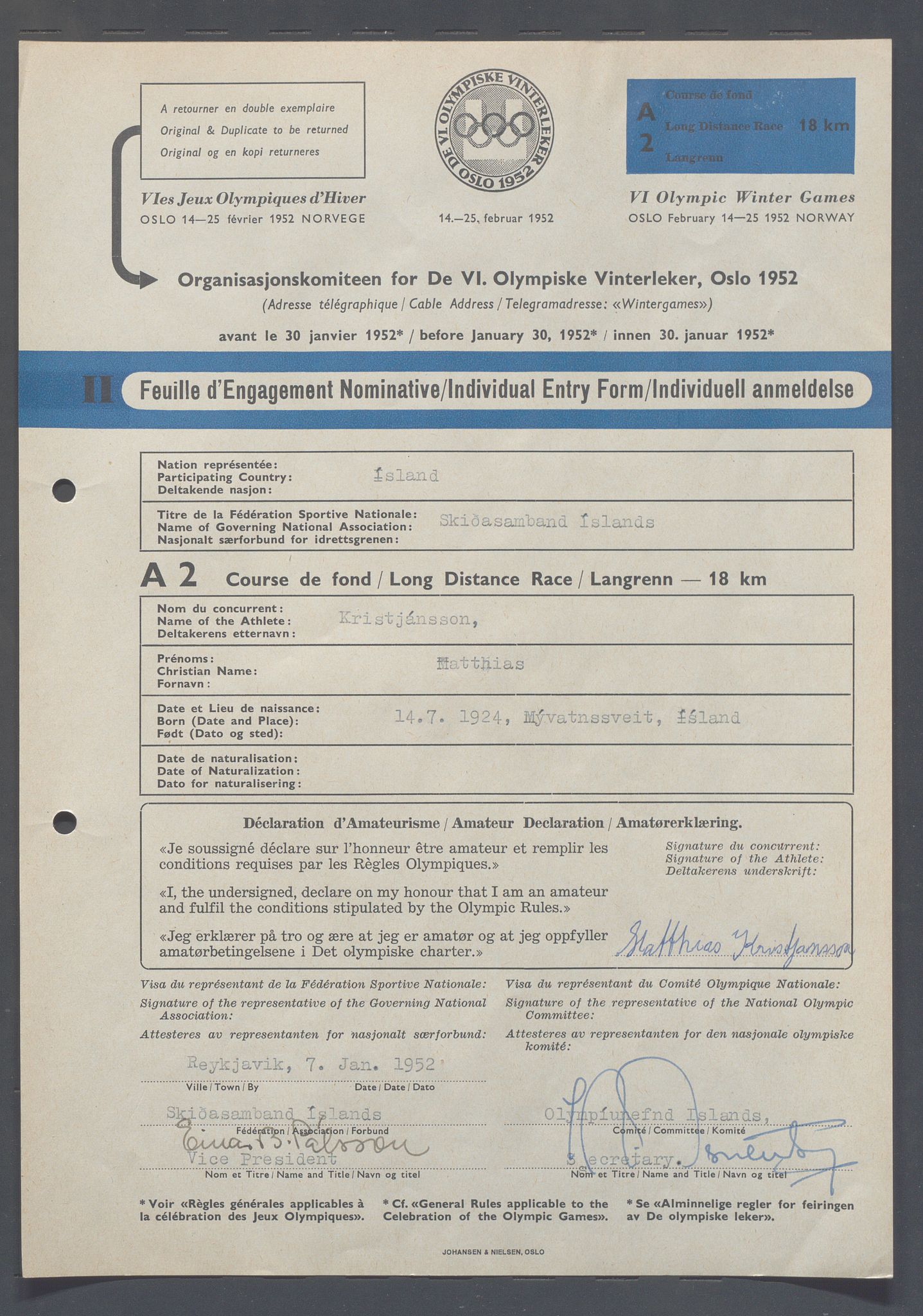 Organisasjonskomiteen for de VI. olympiske vinterleker, OBA/A-20130/H/Ha, 1951-1952, p. 95