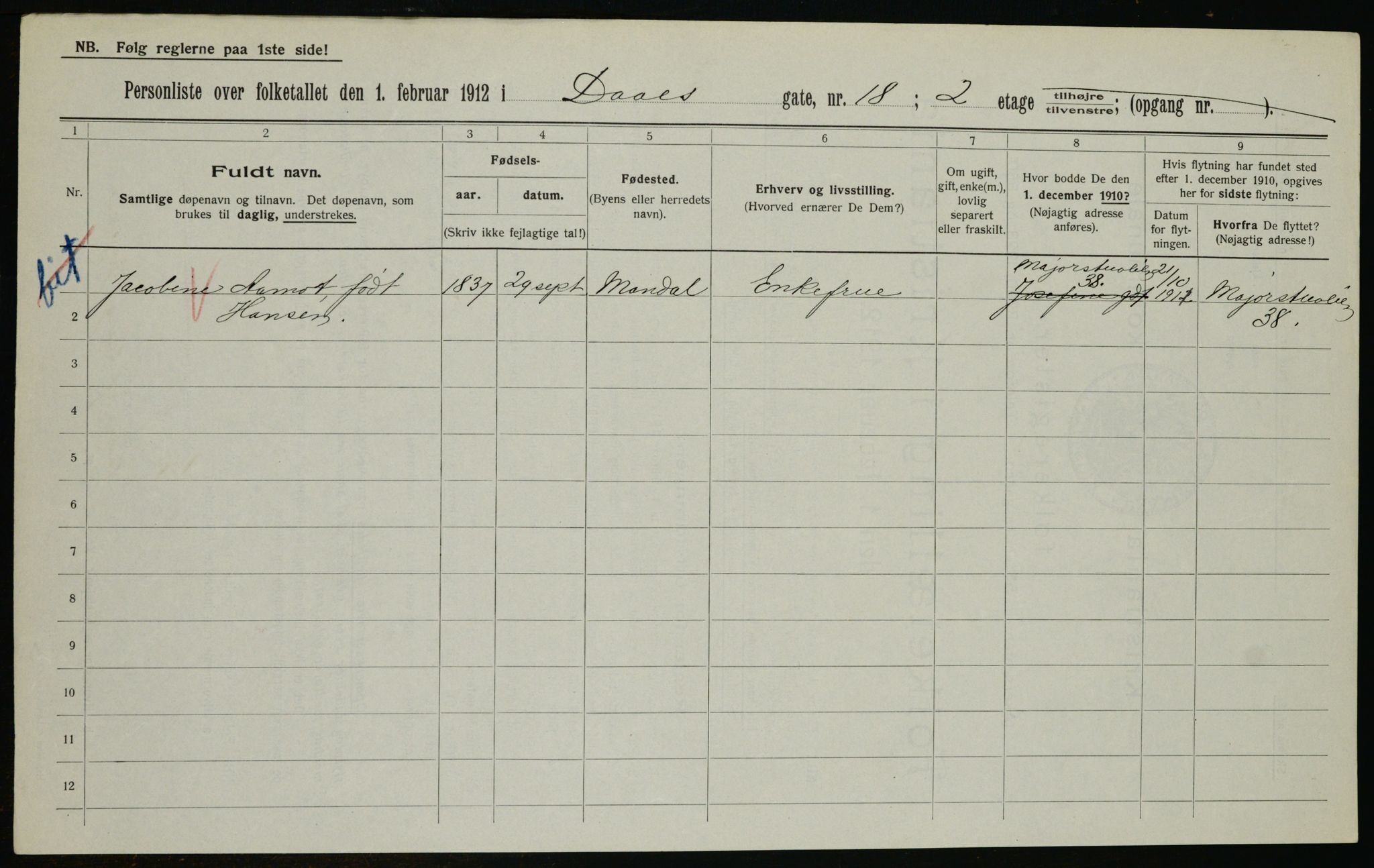 OBA, Municipal Census 1912 for Kristiania, 1912, p. 17961