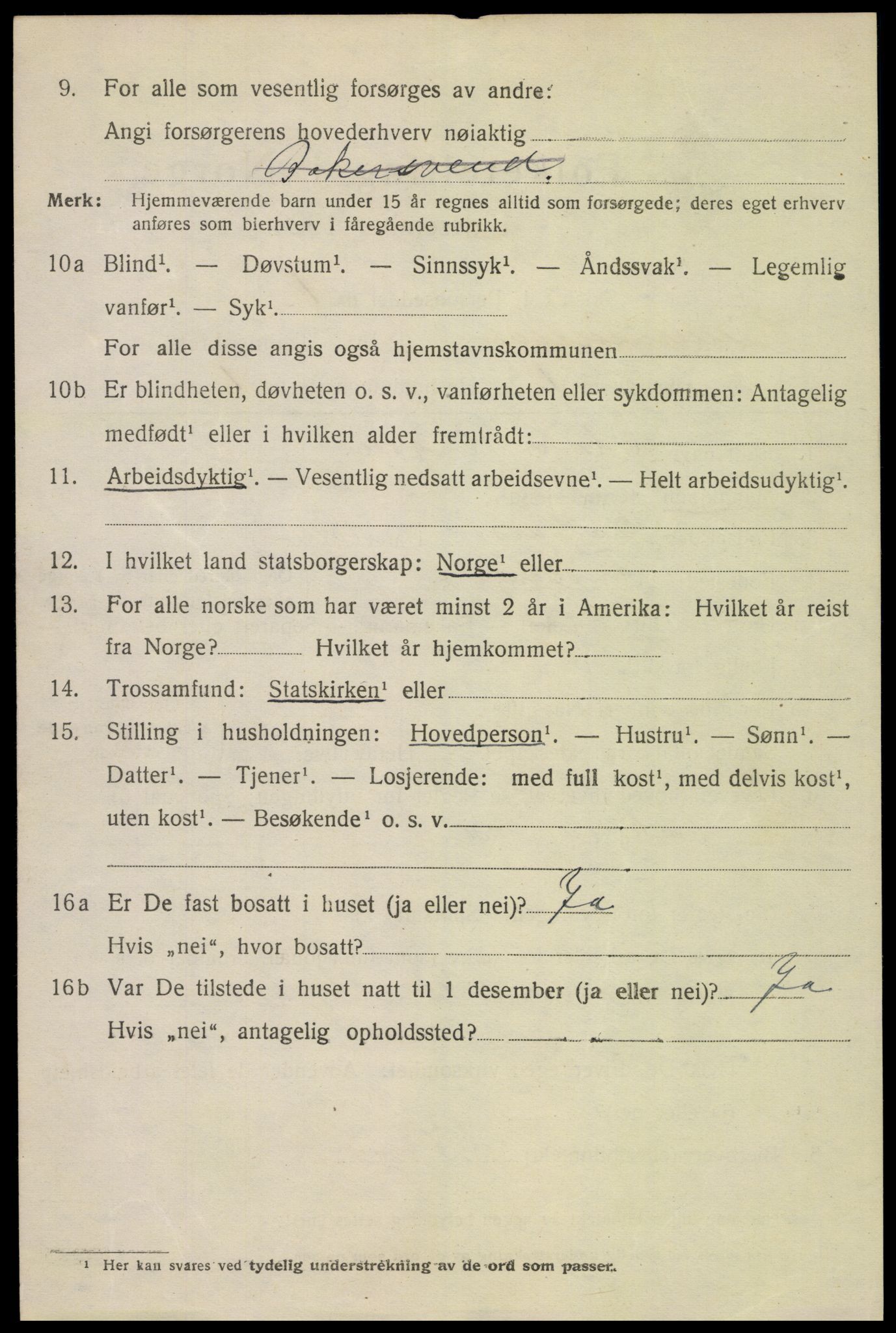 SAH, 1920 census for Lillehammer, 1920, p. 7647