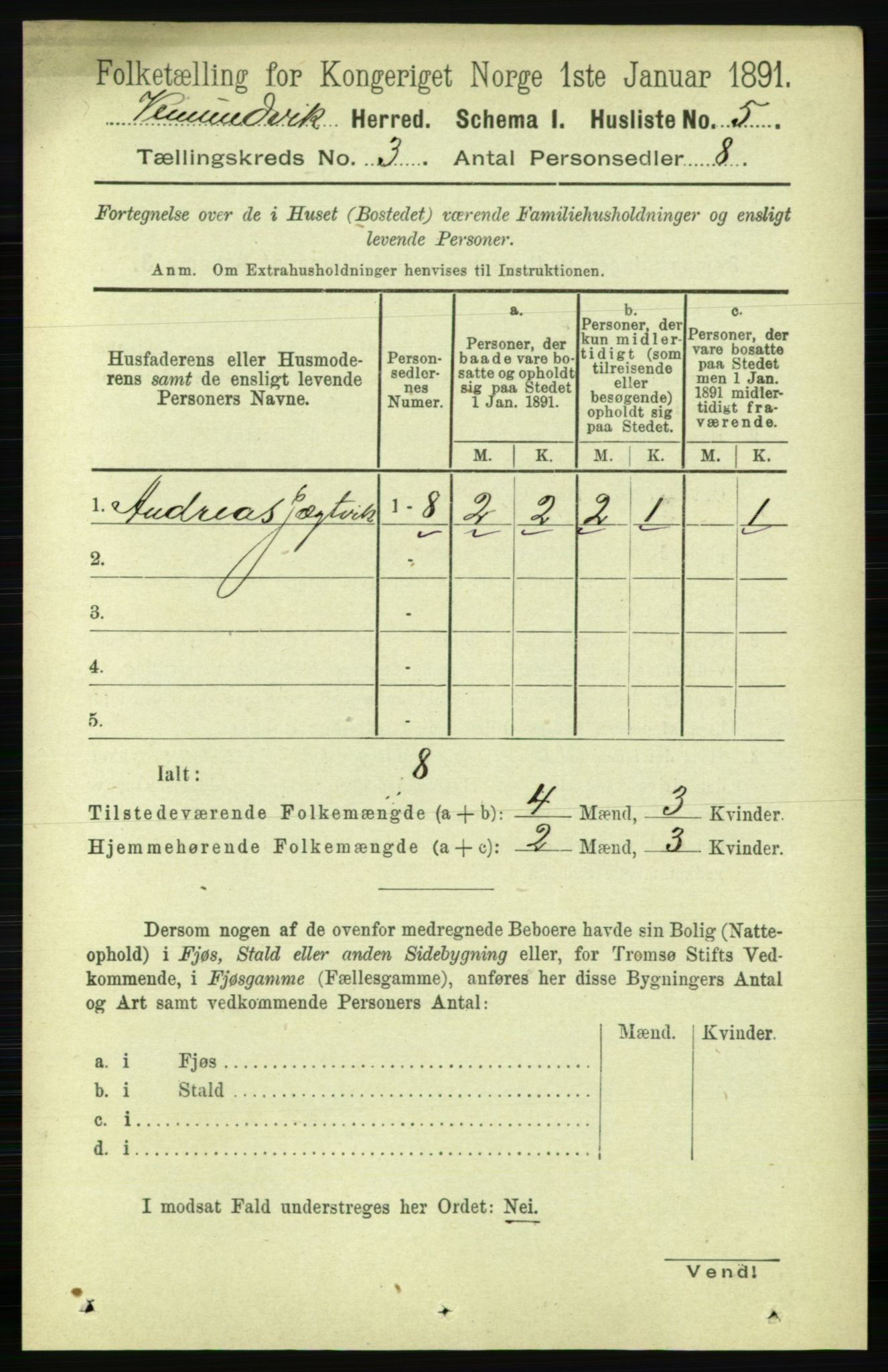 RA, 1891 census for 1745 Vemundvik, 1891, p. 917