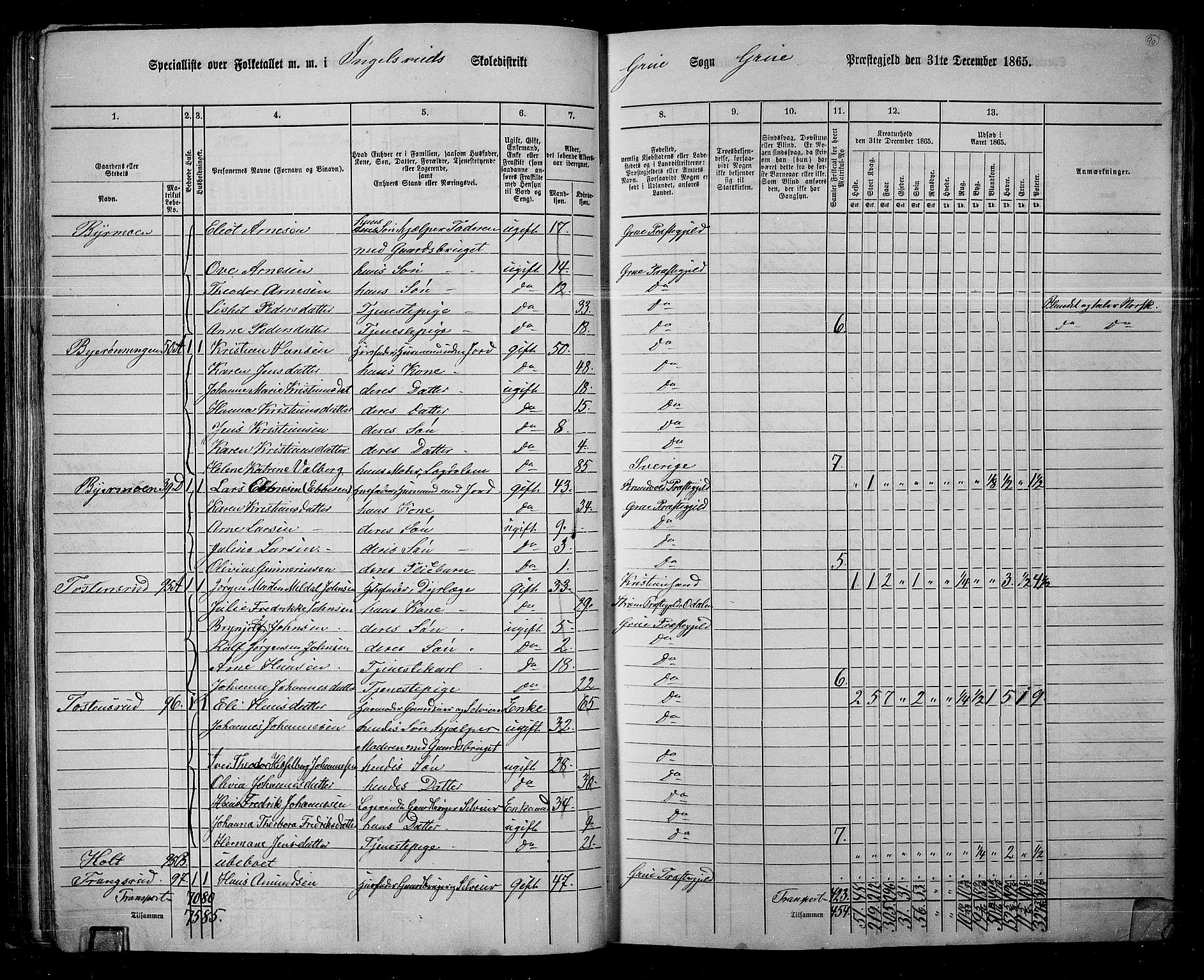 RA, 1865 census for Grue, 1865, p. 80