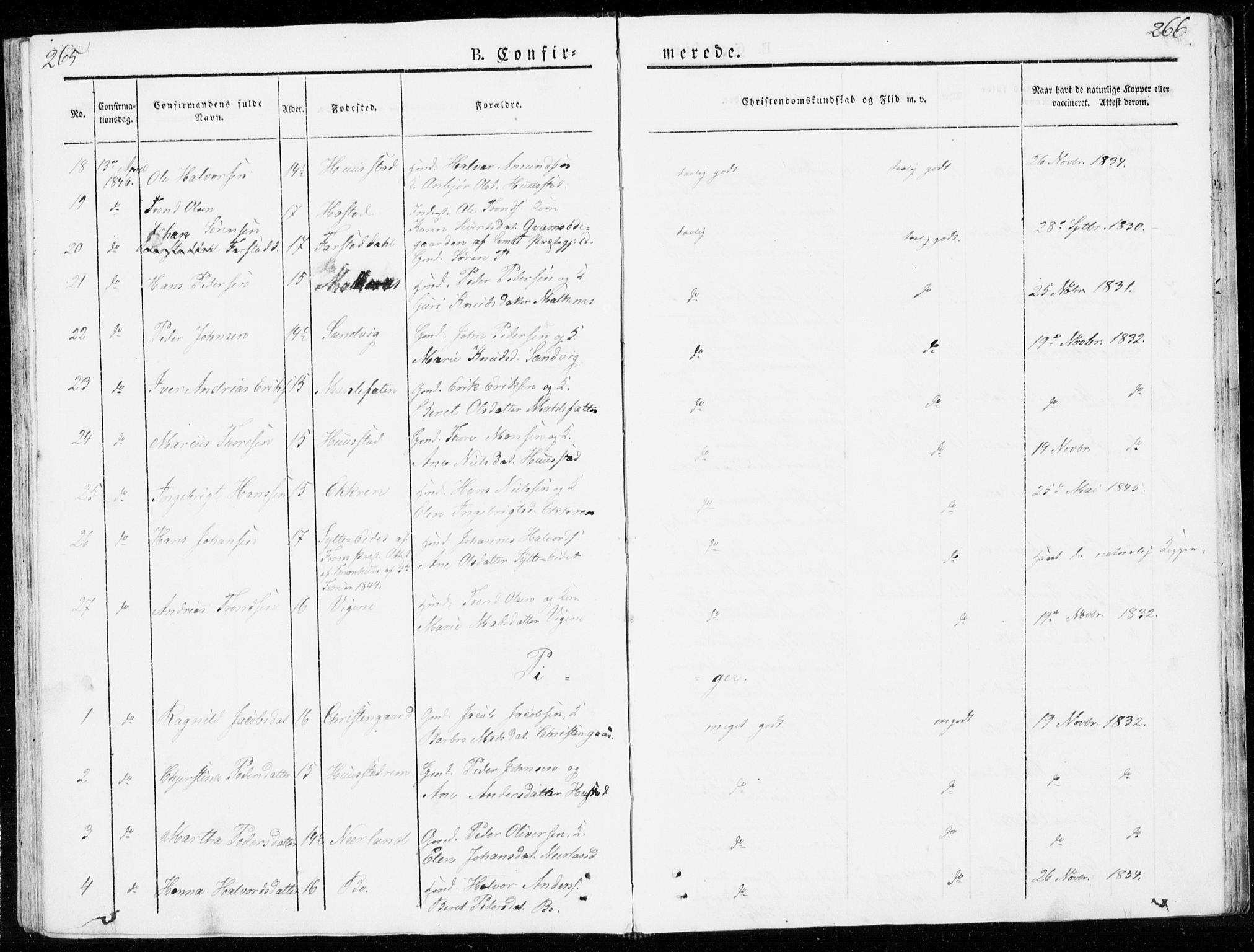 Ministerialprotokoller, klokkerbøker og fødselsregistre - Møre og Romsdal, SAT/A-1454/566/L0766: Parish register (official) no. 566A05, 1842-1851, p. 265-266