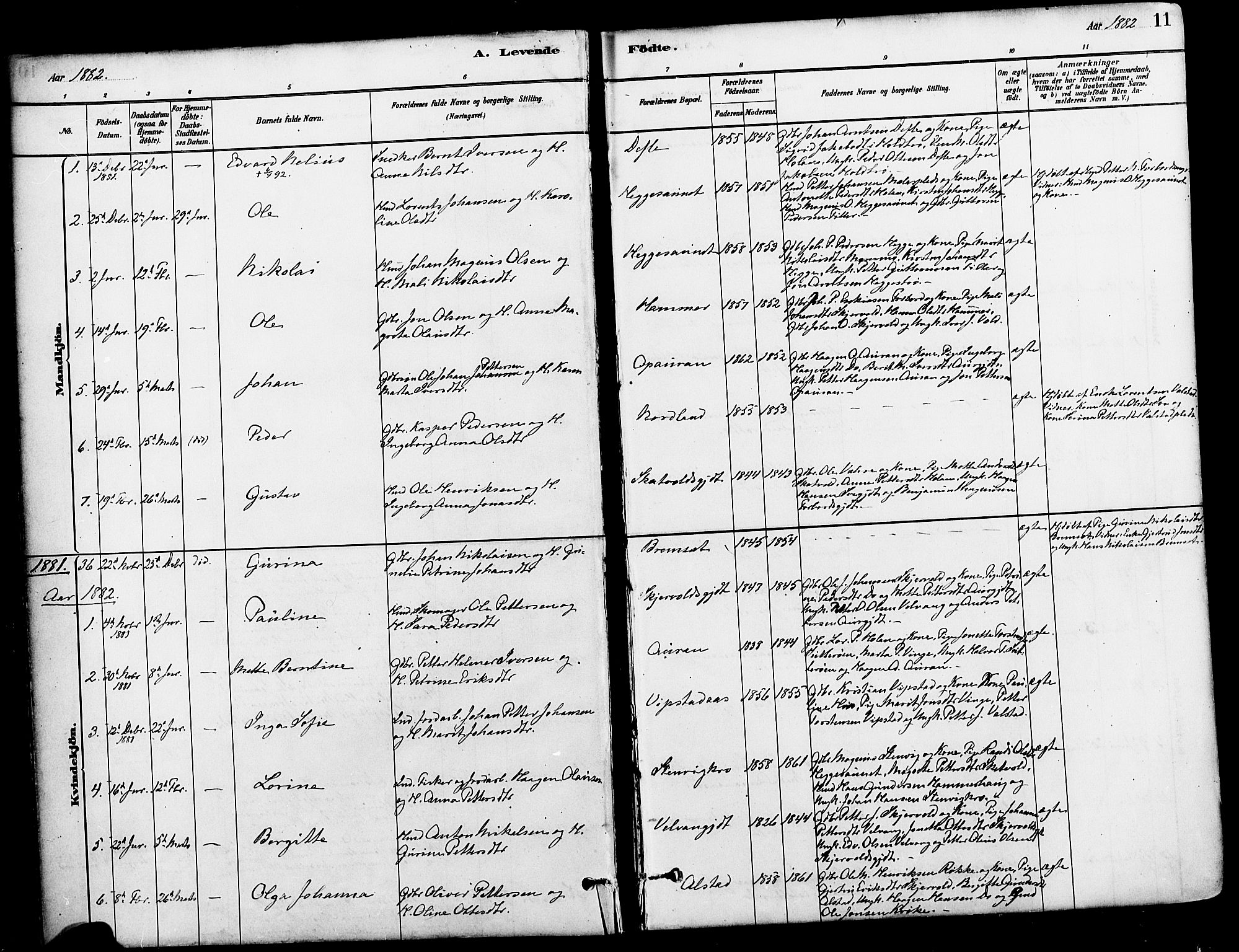 Ministerialprotokoller, klokkerbøker og fødselsregistre - Nord-Trøndelag, SAT/A-1458/712/L0100: Parish register (official) no. 712A01, 1880-1900, p. 11
