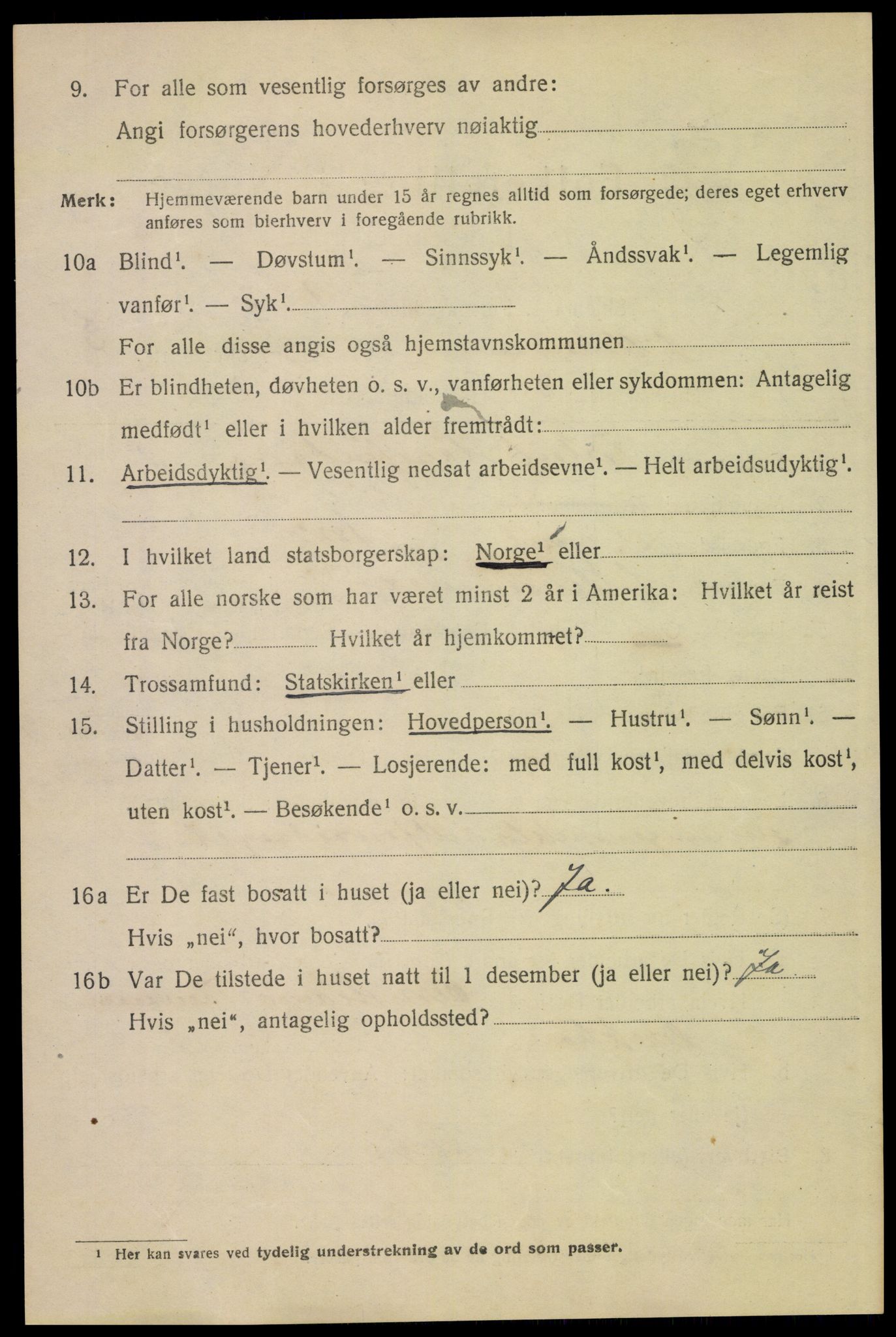 SAH, 1920 census for Lillehammer, 1920, p. 5797