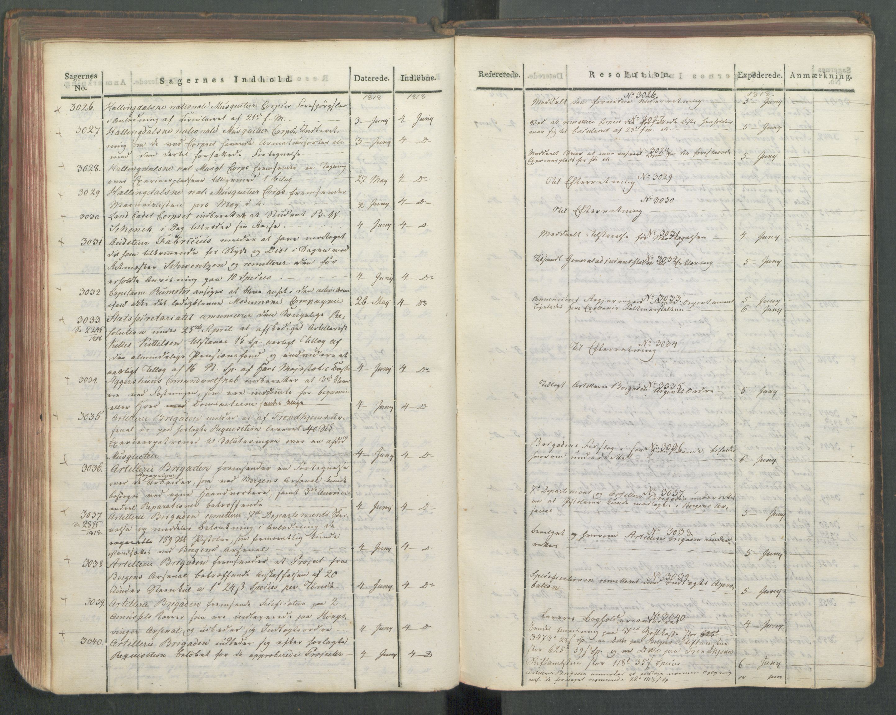 Armédepartementet, AV/RA-RAFA-3493/C/Ca/L0015: 6. Departements Journal, 1818