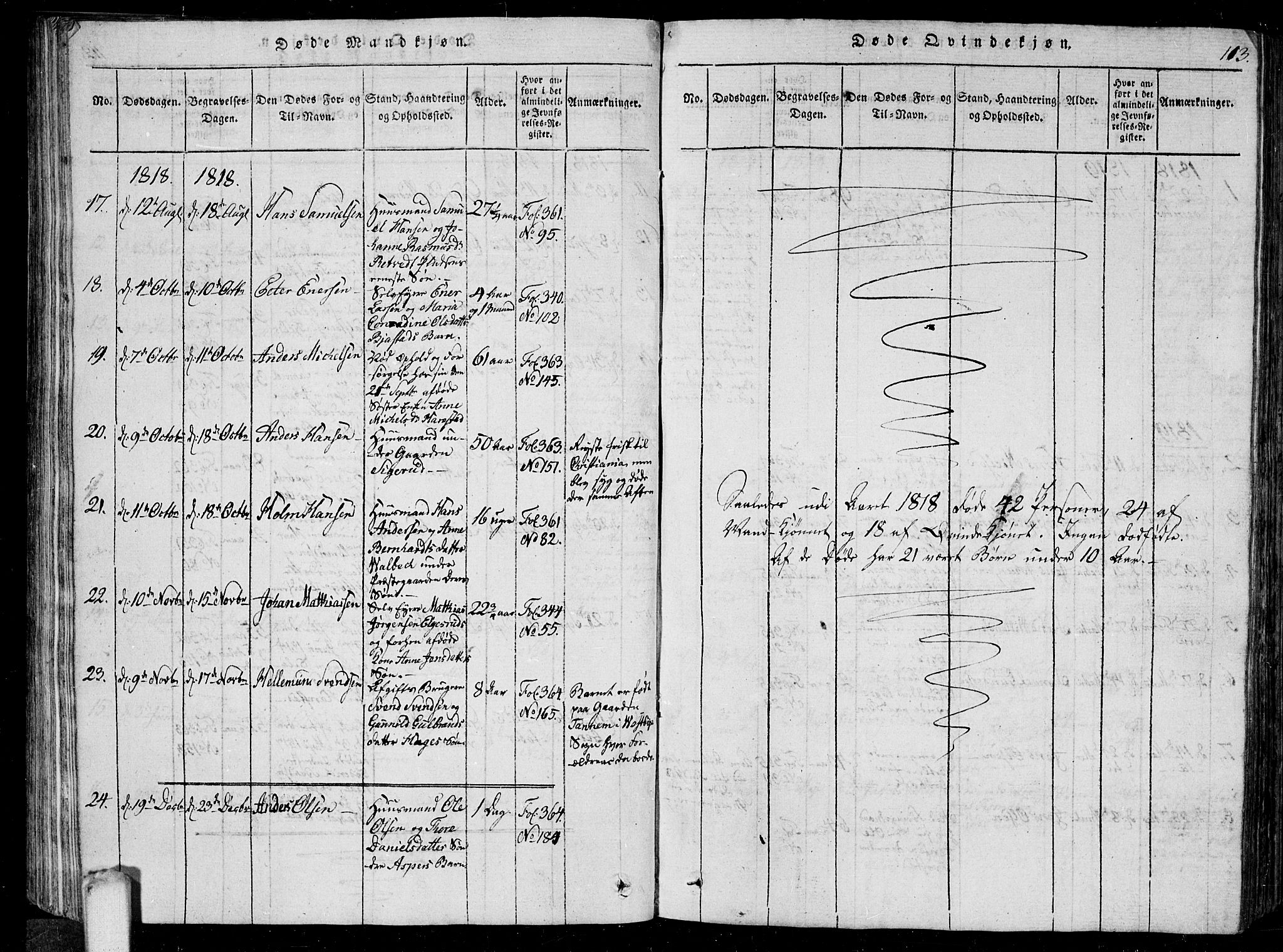 Kråkstad prestekontor Kirkebøker, AV/SAO-A-10125a/G/Ga/L0001: Parish register (copy) no. I 1, 1813-1824, p. 113