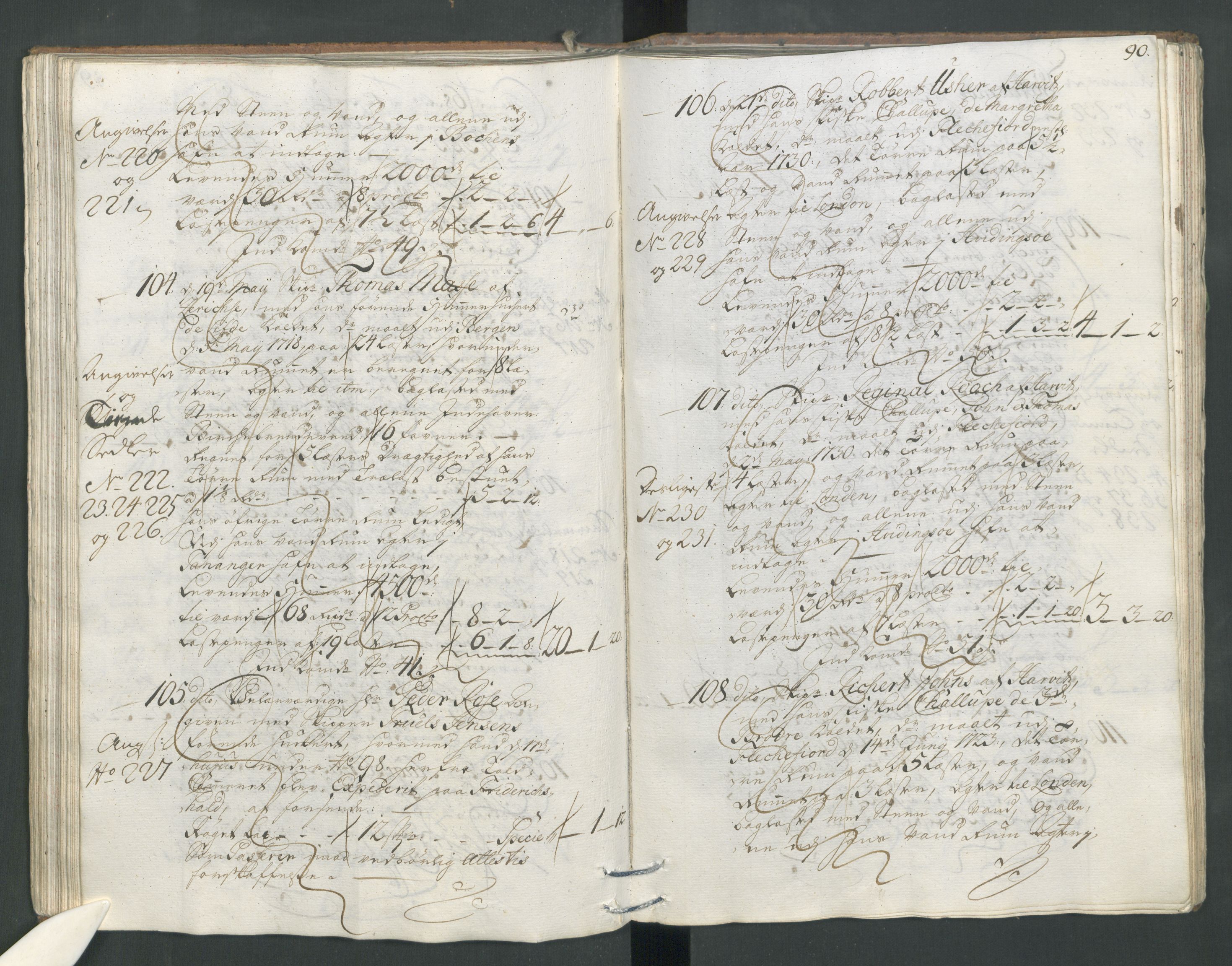 Generaltollkammeret, tollregnskaper, AV/RA-EA-5490/R22/L0011/0001: Tollregnskaper Stavanger / Hovedtollbok, 1731, p. 89b-90a