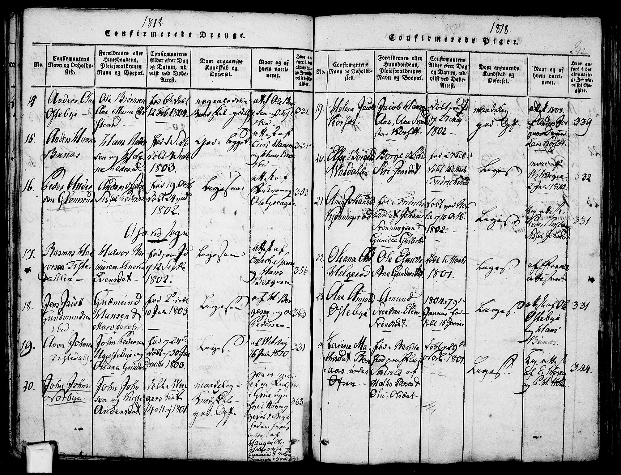 Berg prestekontor Kirkebøker, AV/SAO-A-10902/F/Fa/L0002: Parish register (official) no. I 2, 1815-1831, p. 242