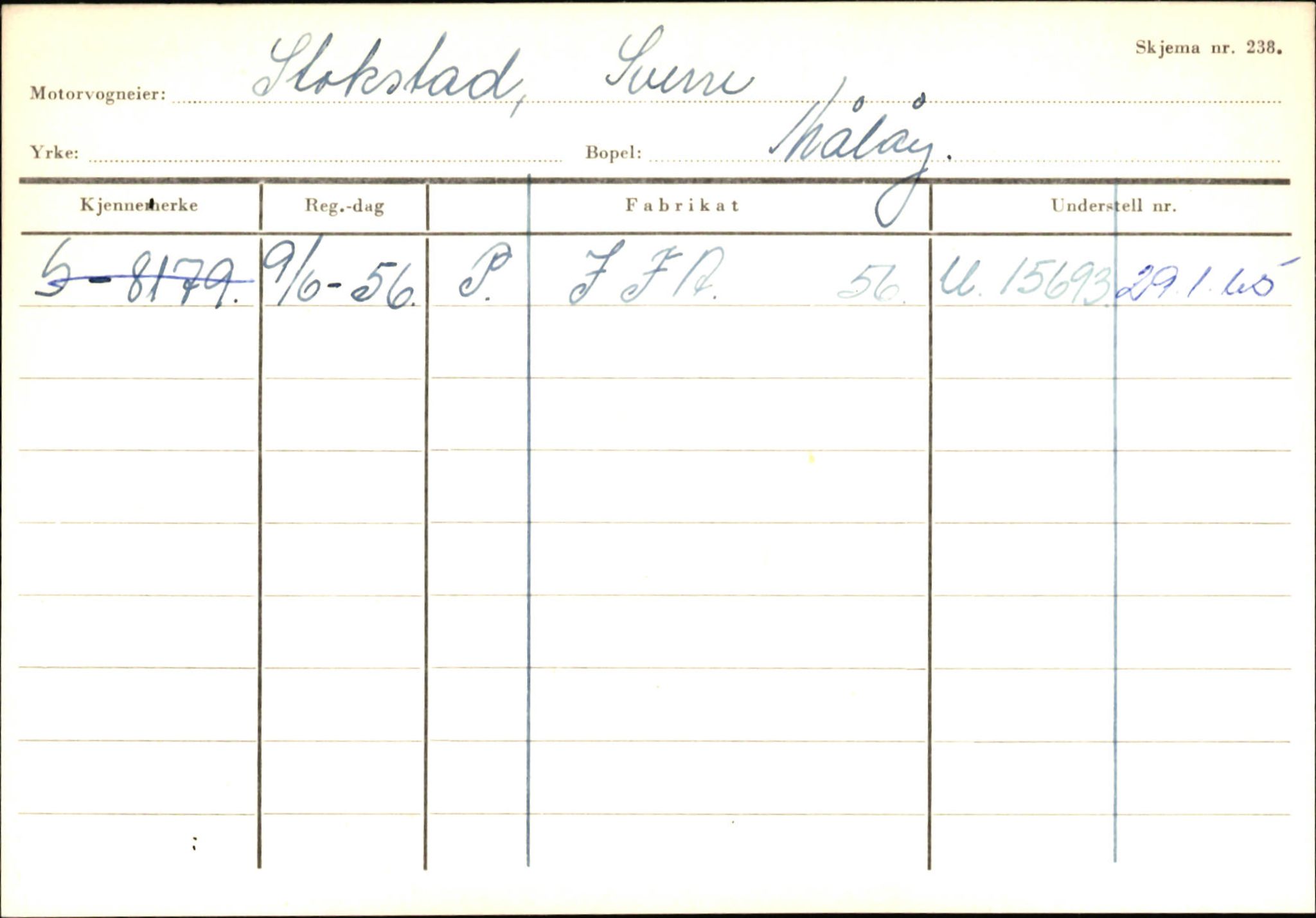 Statens vegvesen, Sogn og Fjordane vegkontor, SAB/A-5301/4/F/L0145: Registerkort Vågsøy S-Å. Årdal I-P, 1945-1975, p. 266