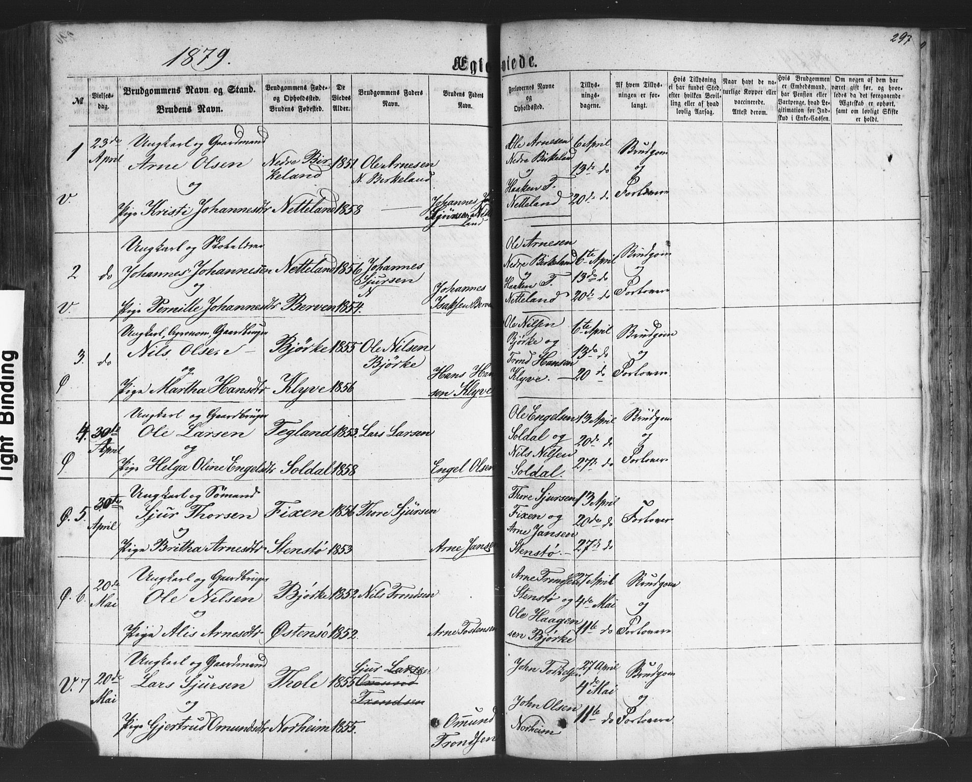 Kvam sokneprestembete, SAB/A-76201/H/Haa: Parish register (official) no. A 9, 1864-1879, p. 297