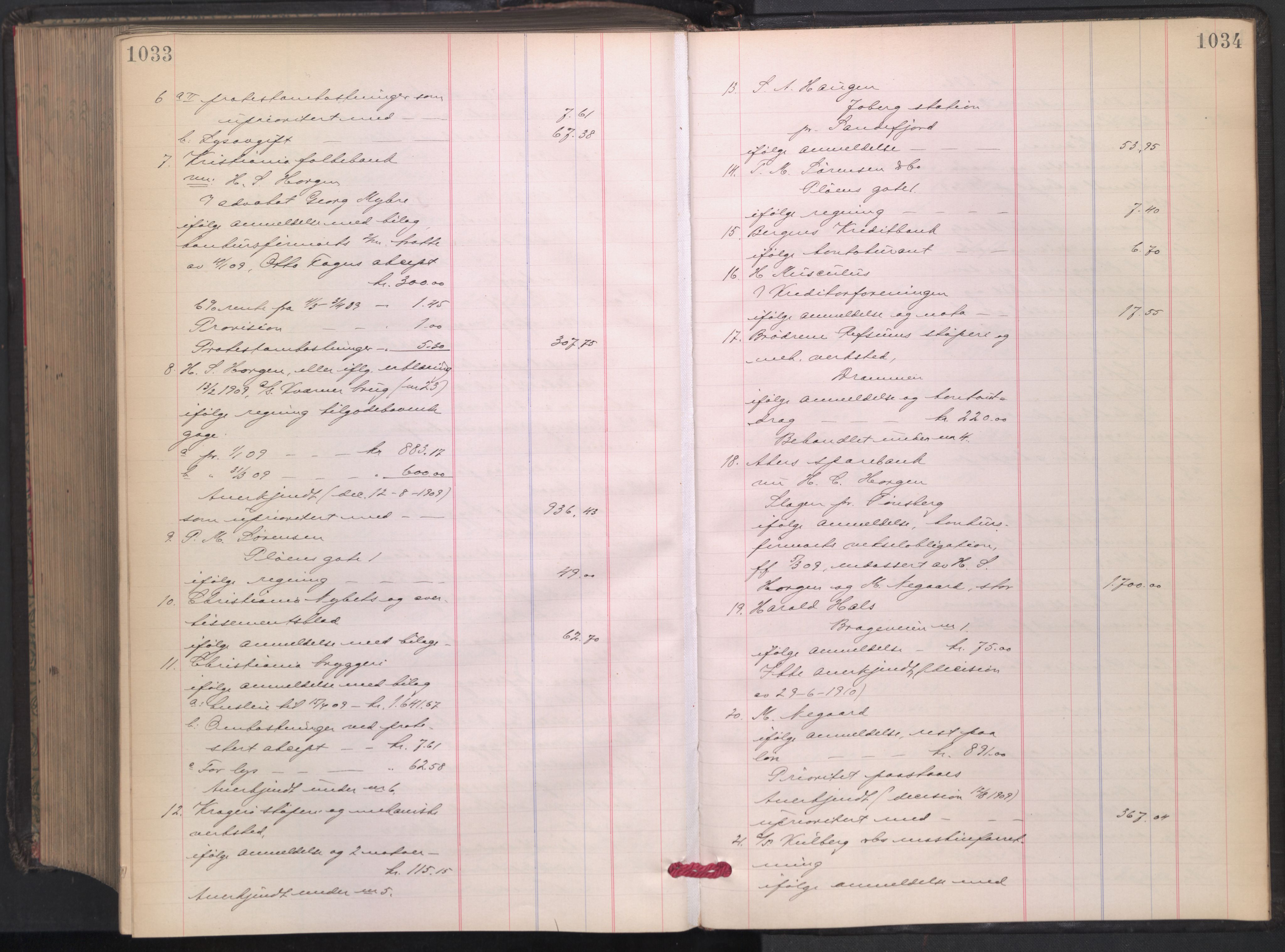 Oslo skifterett, AV/SAO-A-10383/H/Hd/Hdb/L0008: Skifteutlodningsprotokoll, 1909-1911, p. 1033-1034