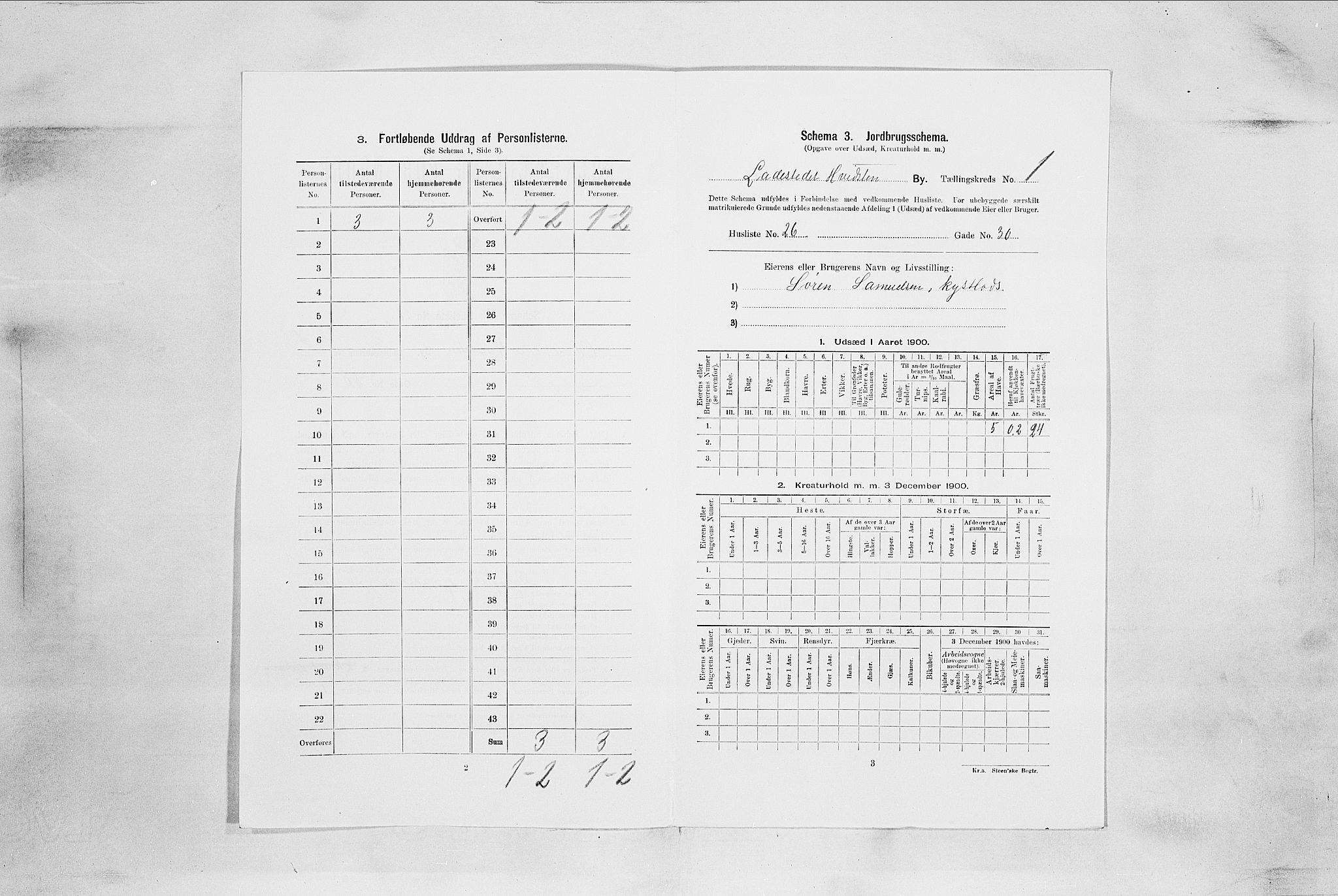 SAO, 1900 census for Hvitsten, 1900