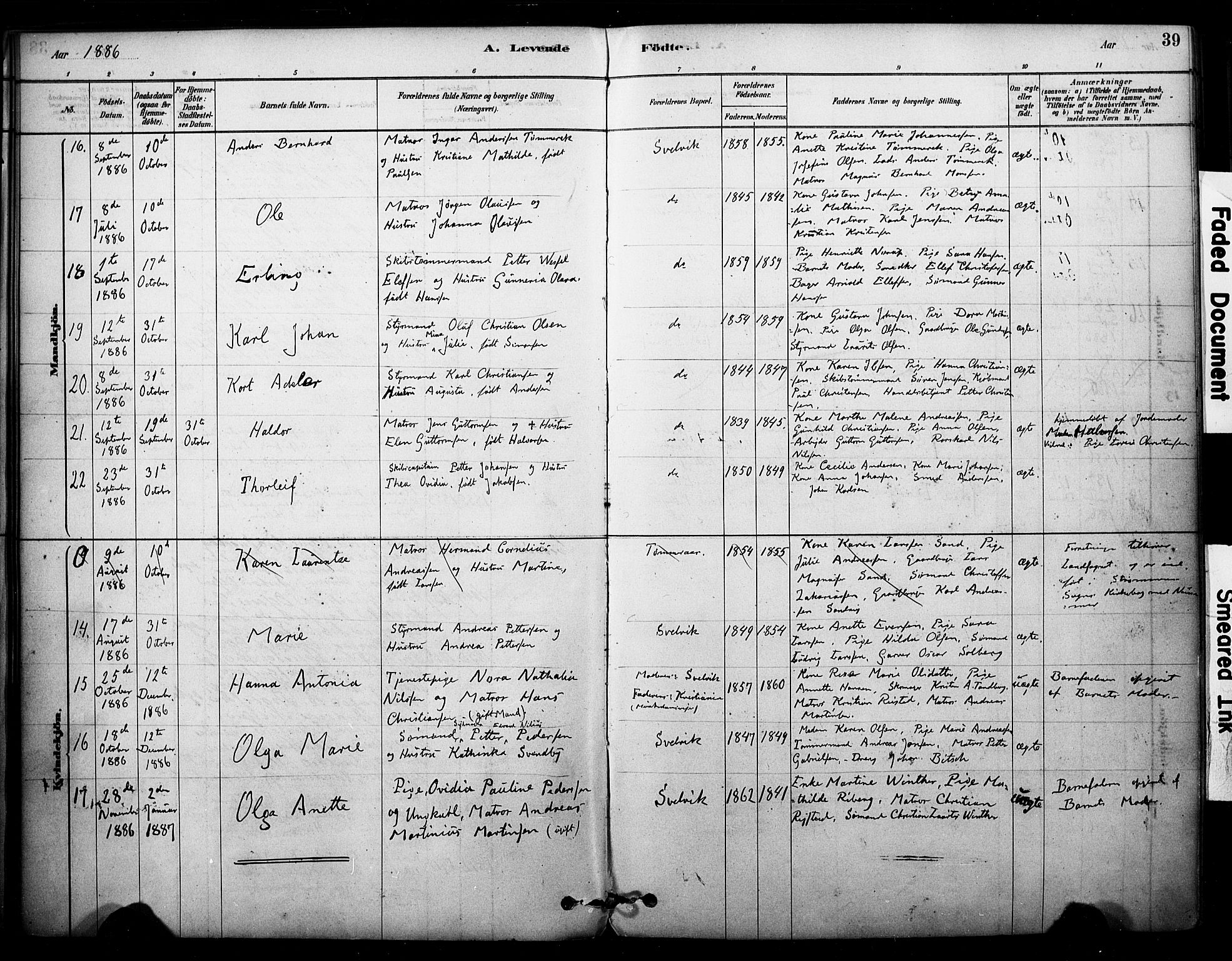 Strømm kirkebøker, AV/SAKO-A-322/F/Fb/L0001: Parish register (official) no. II 1, 1878-1899, p. 39