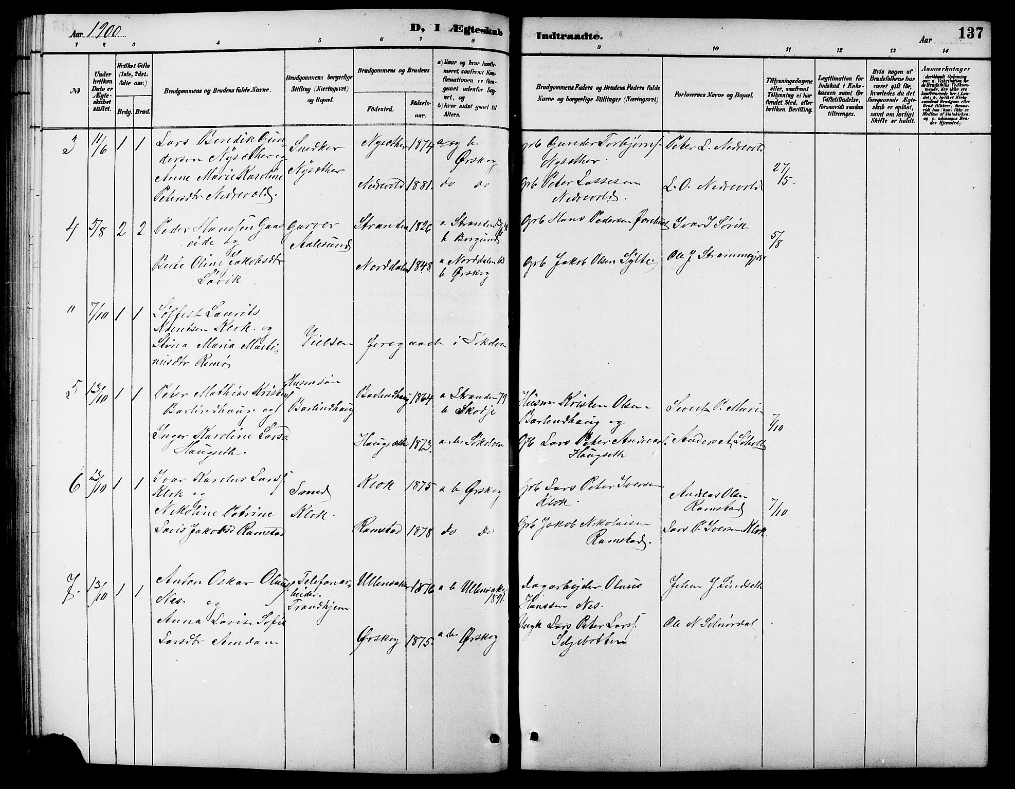 Ministerialprotokoller, klokkerbøker og fødselsregistre - Møre og Romsdal, AV/SAT-A-1454/522/L0327: Parish register (copy) no. 522C06, 1890-1915, p. 137