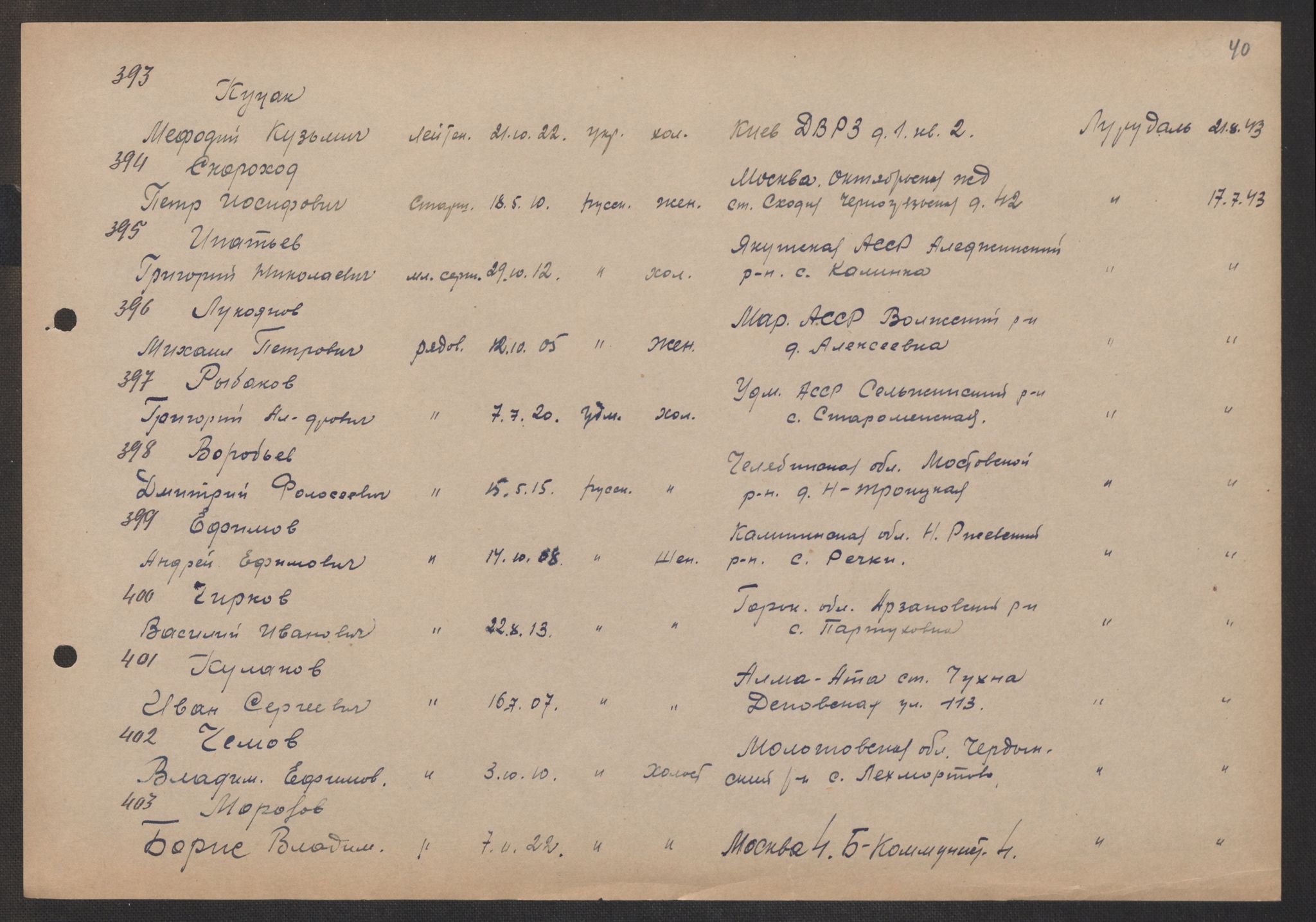 Flyktnings- og fangedirektoratet, Repatrieringskontoret, AV/RA-S-1681/D/Db/L0017: Displaced Persons (DPs) og sivile tyskere, 1945-1948, p. 261