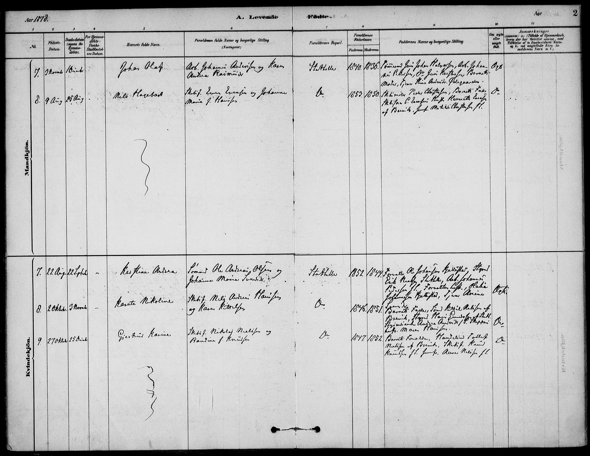 Bamble kirkebøker, AV/SAKO-A-253/G/Gb/L0001: Parish register (copy) no. II 1, 1878-1900, p. 2