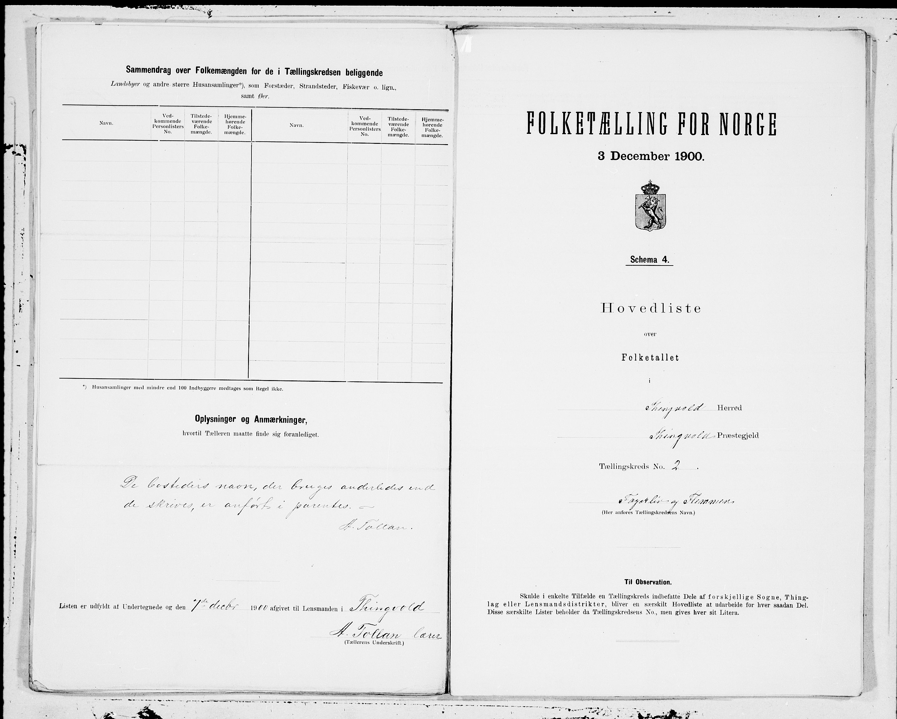 SAT, 1900 census for Tingvoll, 1900, p. 4