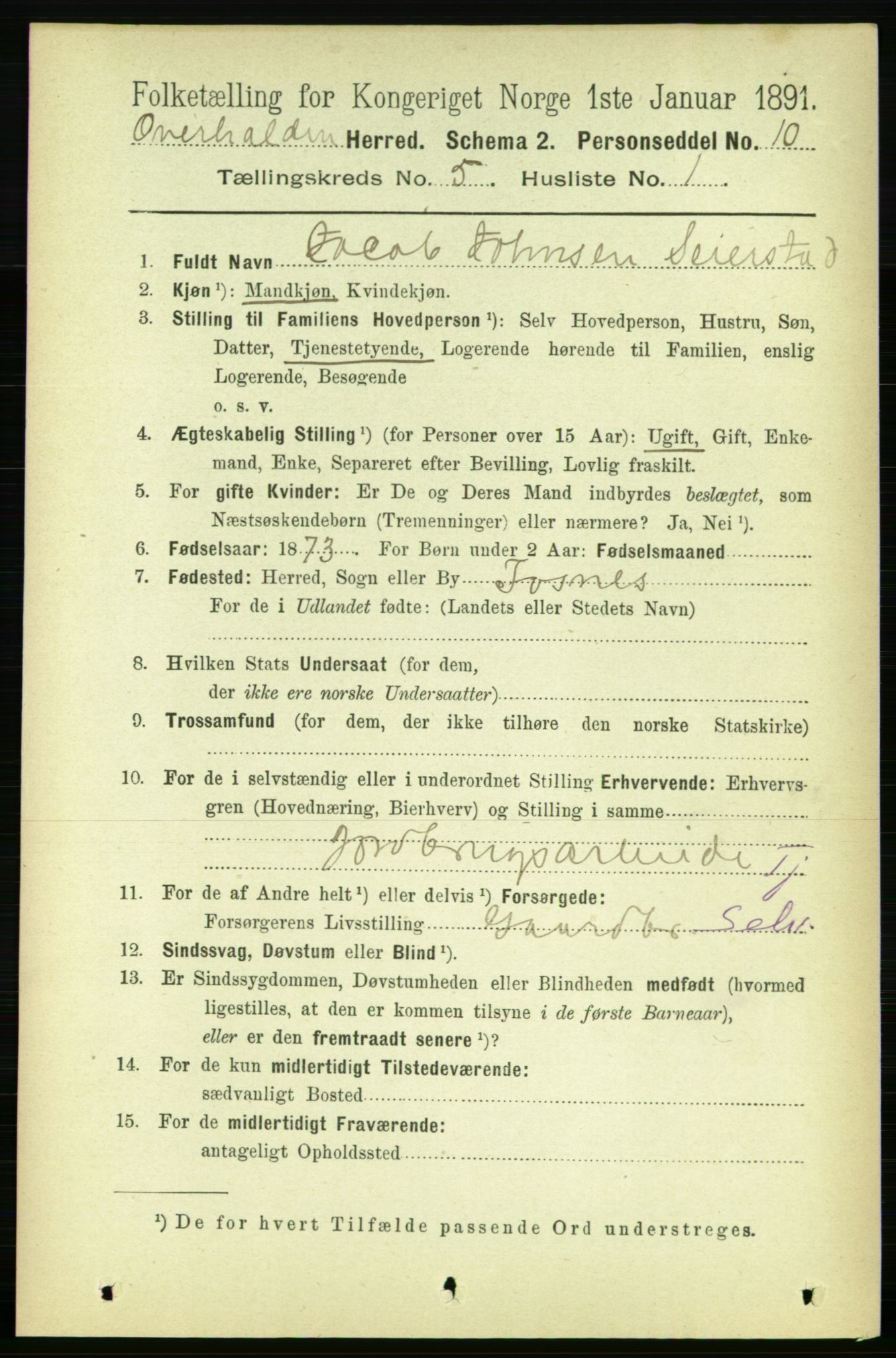 RA, 1891 census for 1744 Overhalla, 1891, p. 1680