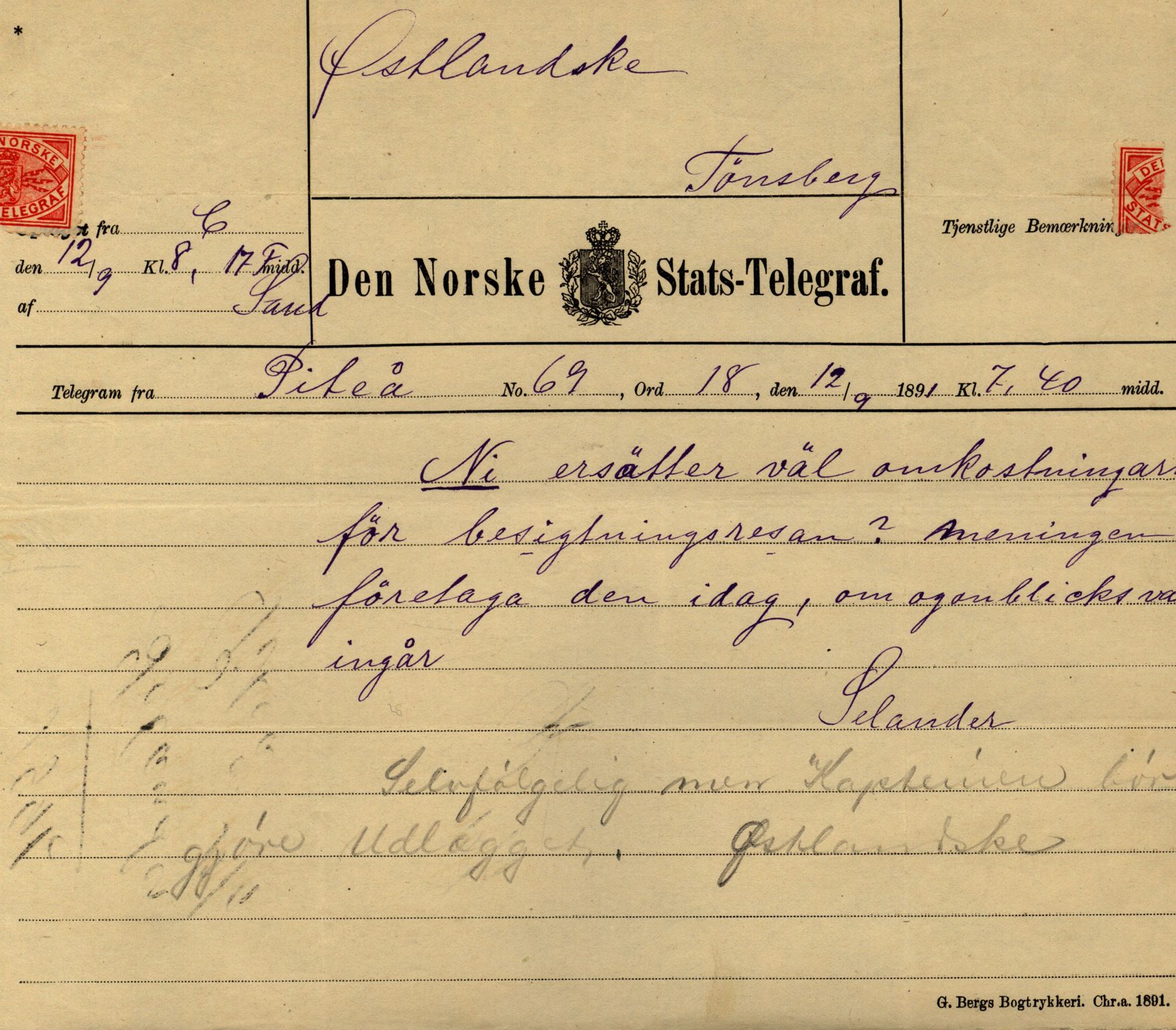 Pa 63 - Østlandske skibsassuranceforening, VEMU/A-1079/G/Ga/L0028/0005: Havaridokumenter / Tjømø, Magnolia, Caroline, Olaf, Stjernen, 1892, p. 4