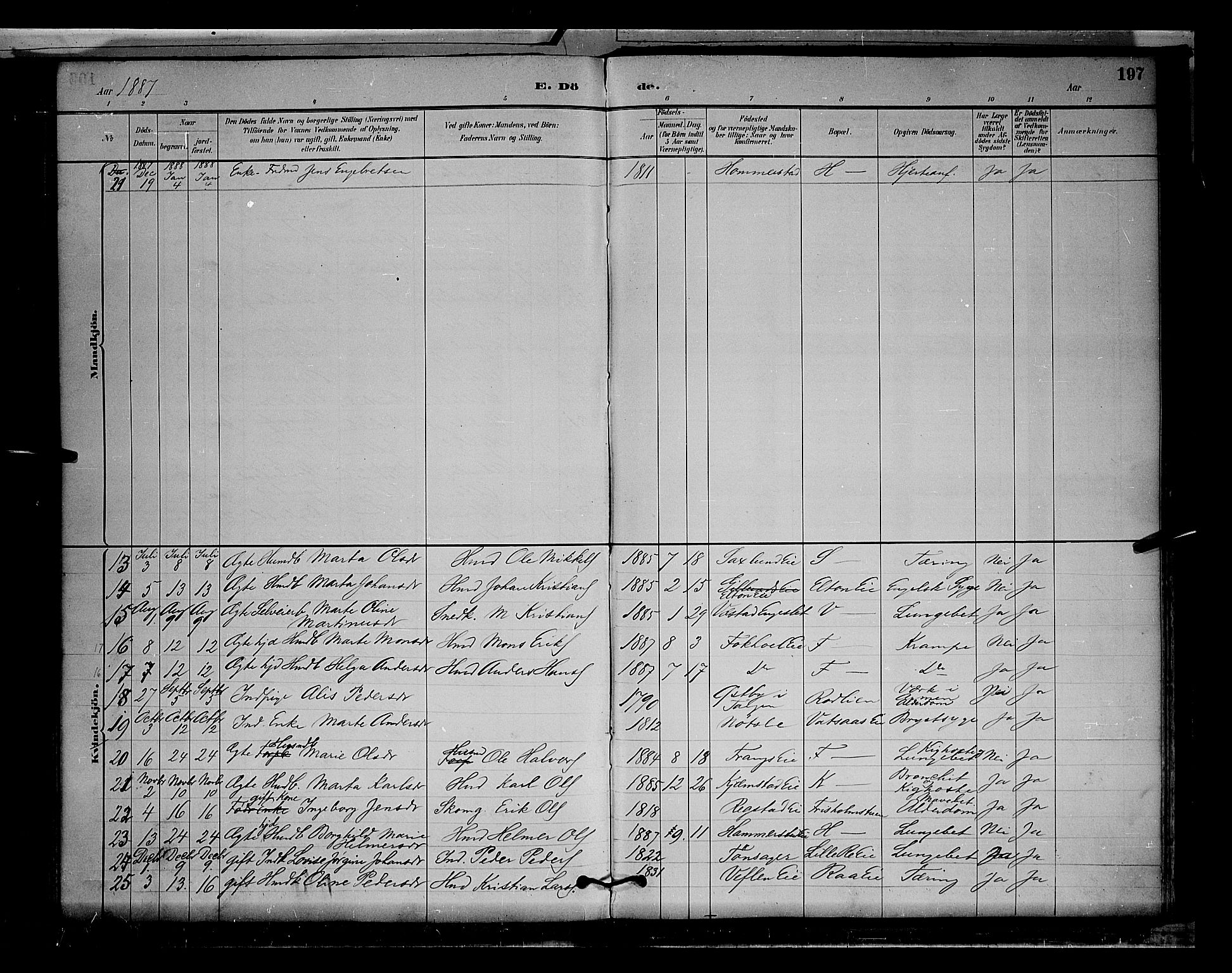 Stange prestekontor, AV/SAH-PREST-002/L/L0009: Parish register (copy) no. 9, 1883-1899, p. 197