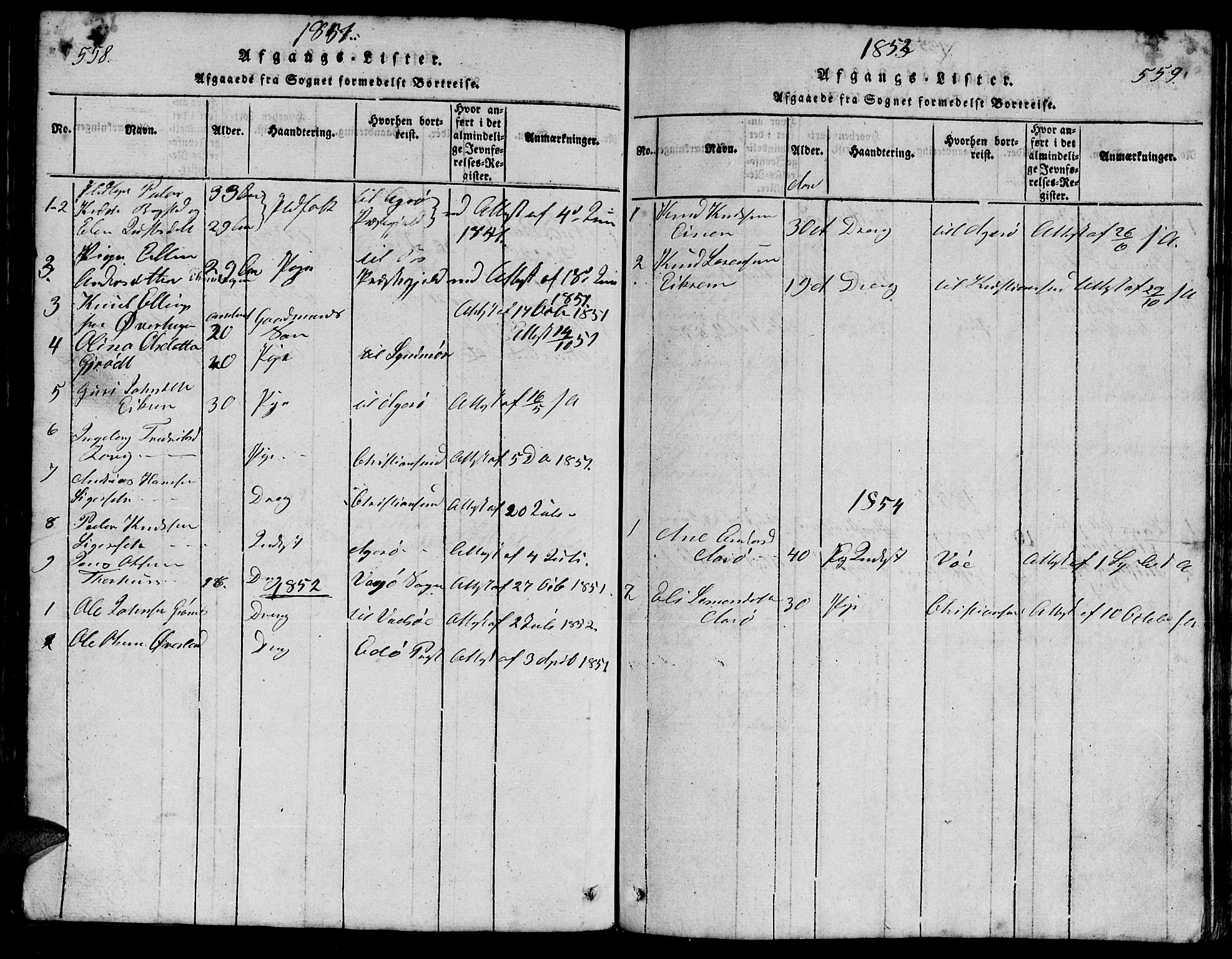 Ministerialprotokoller, klokkerbøker og fødselsregistre - Møre og Romsdal, SAT/A-1454/555/L0665: Parish register (copy) no. 555C01, 1818-1868, p. 558-559
