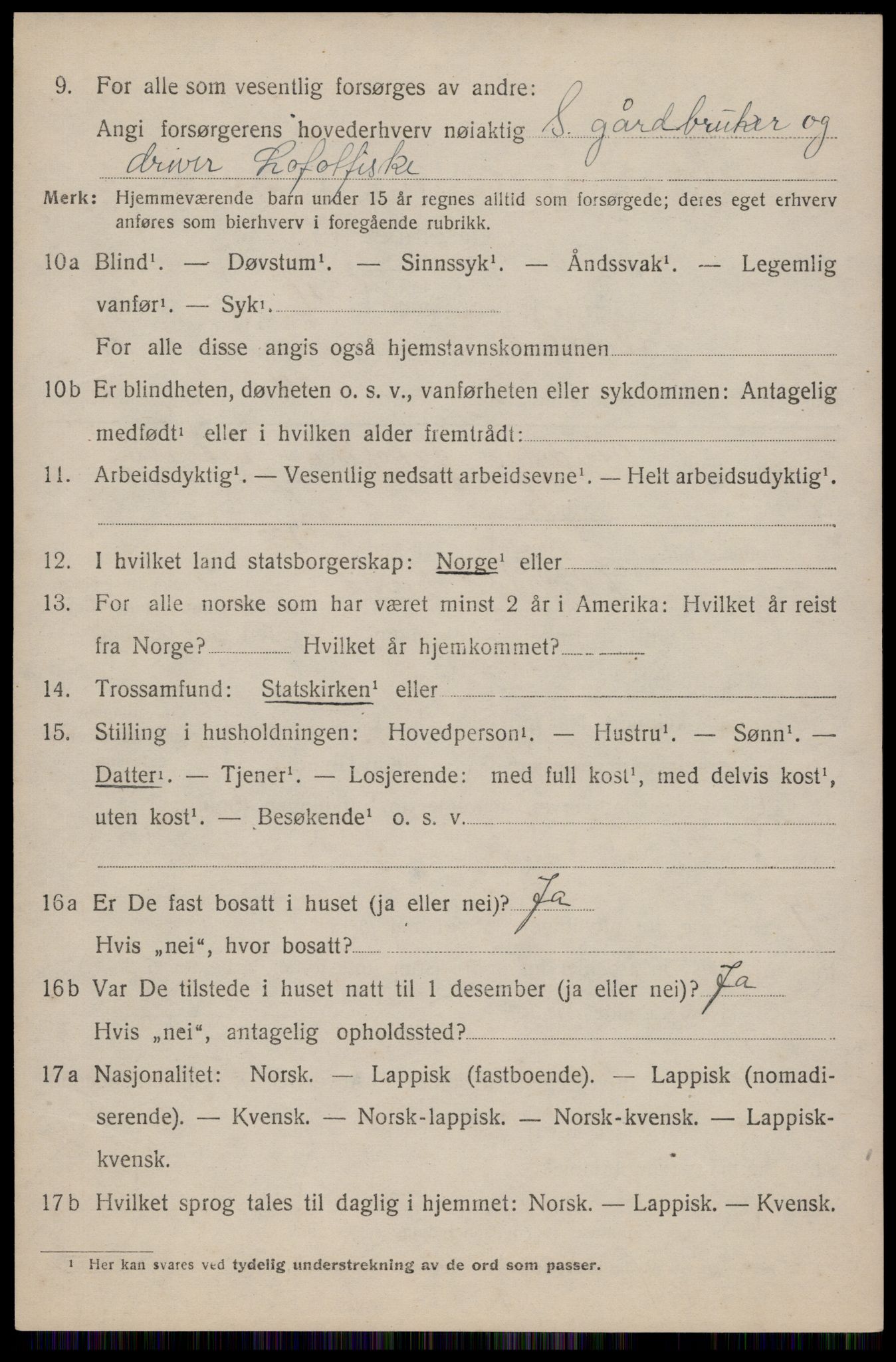 SAT, 1920 census for Flakstad, 1920, p. 2848